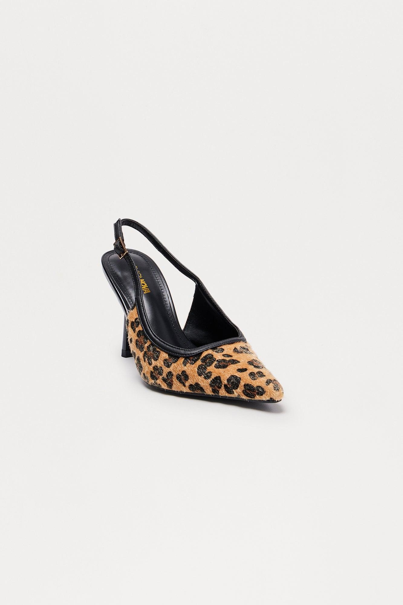 Mariposa Faux Fur Slingback Pumps - Leopard Product Image