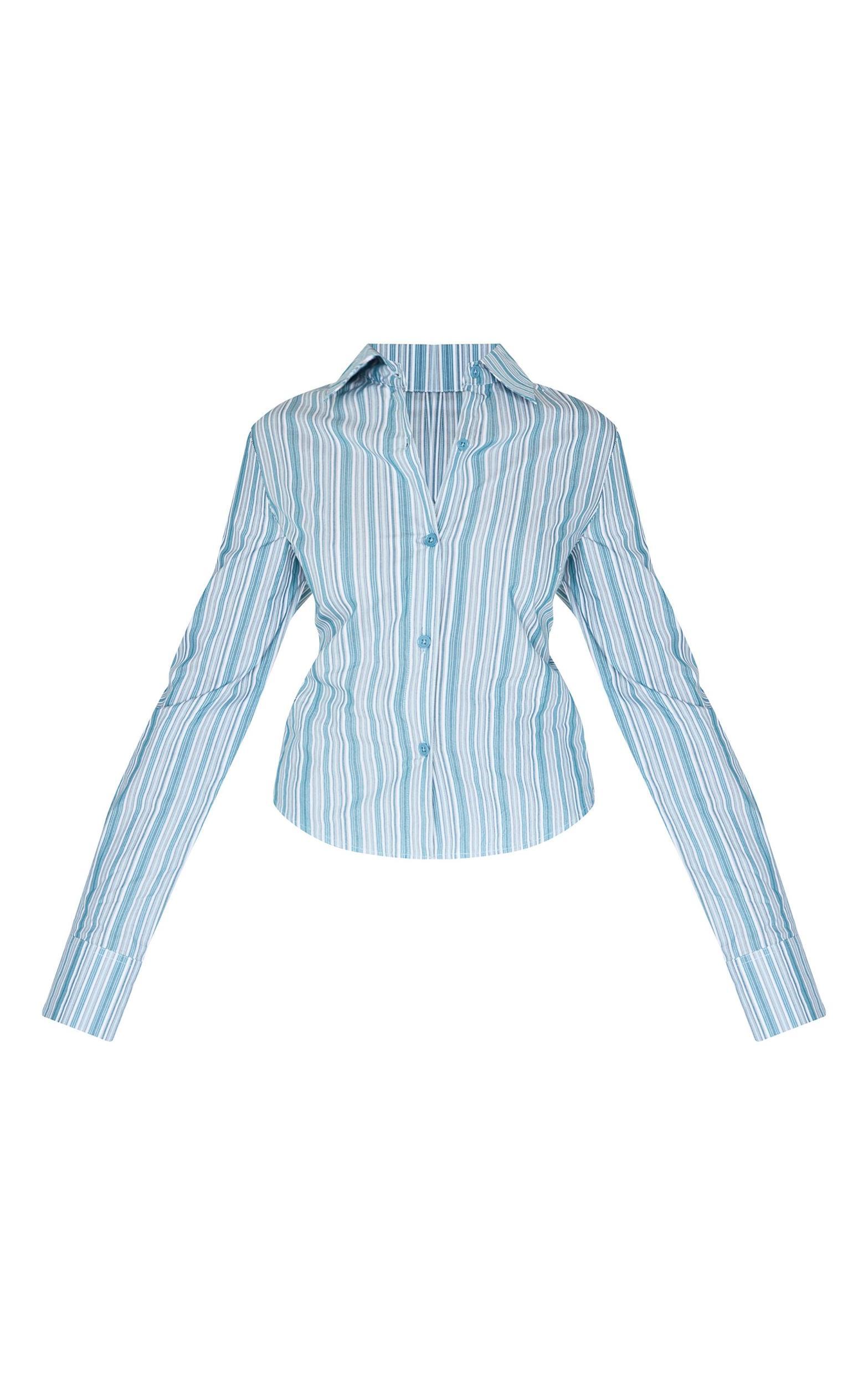Blue Striped Fitted Shirt Product Image