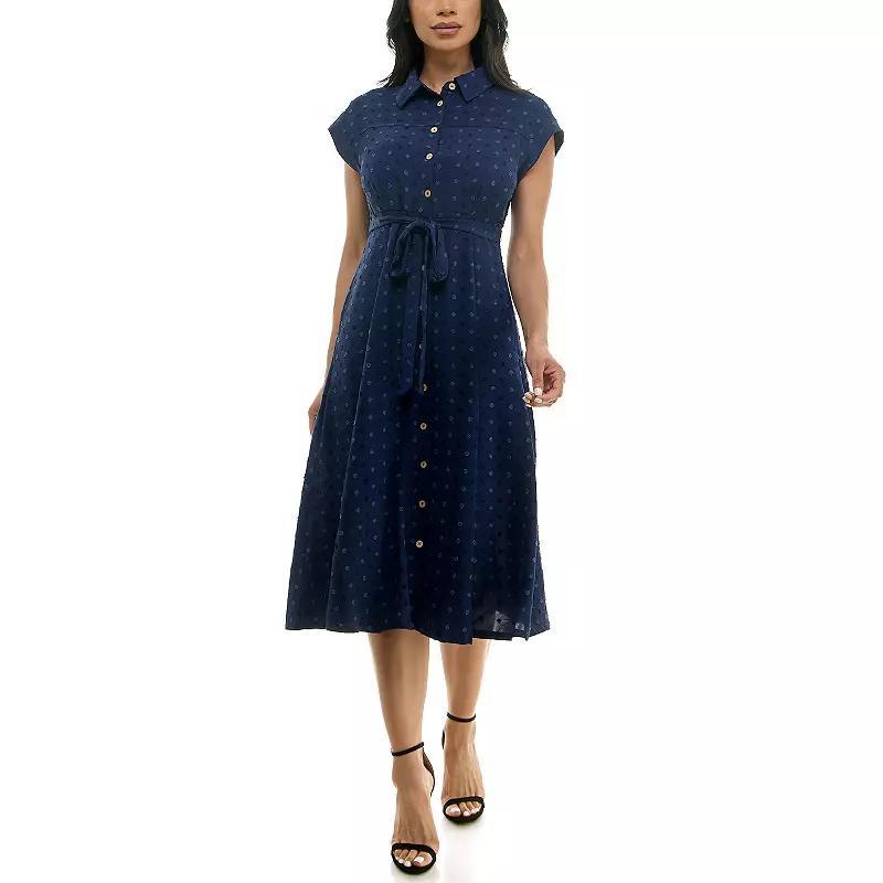 Women's Nina Leonard Collared Button Front Shirt Dress, Size: Small, Camel Team Product Image