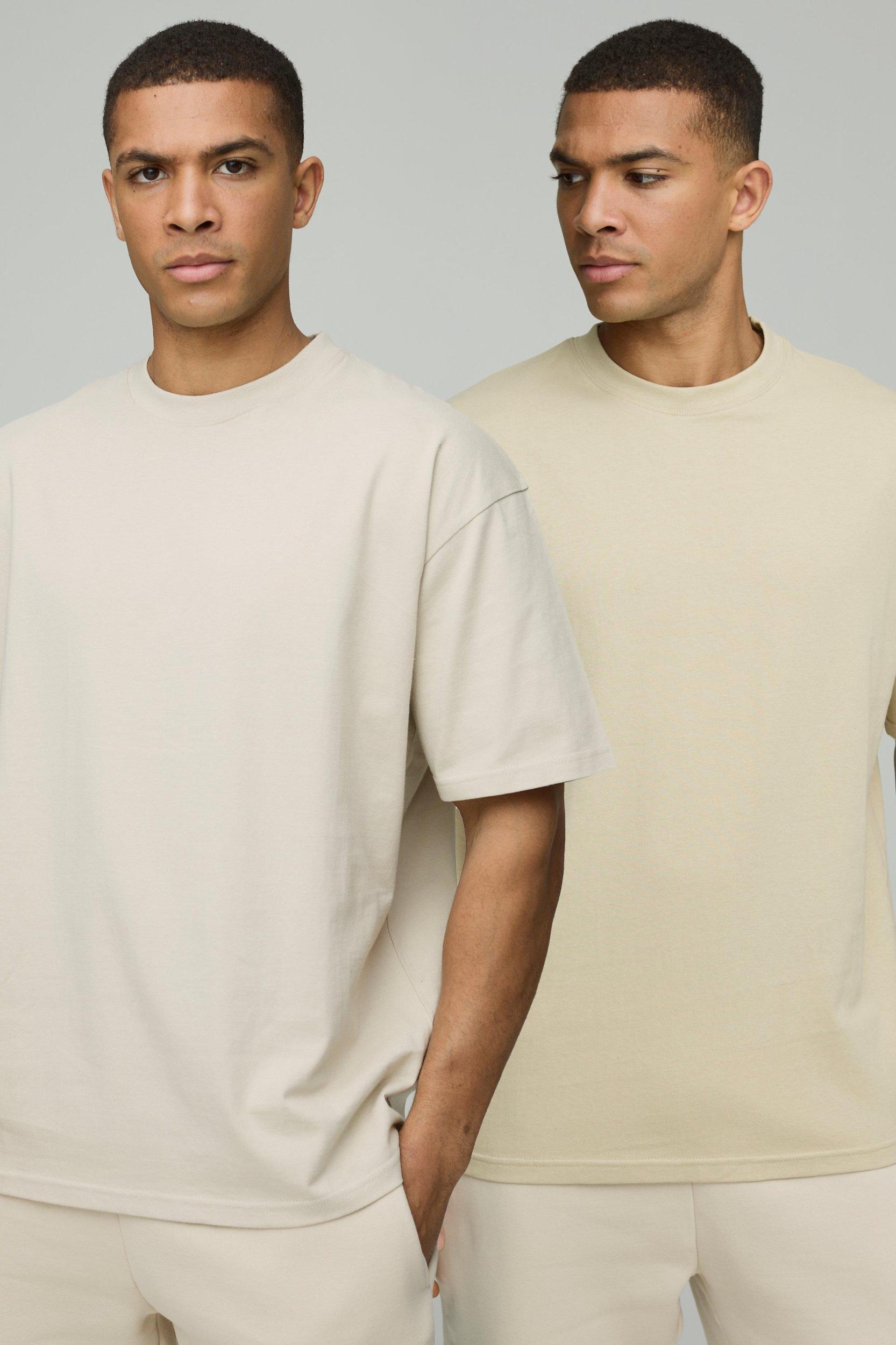 2 Pack Oversized Heavyweight Crew Neck T-Shirts | boohooMAN USA Product Image