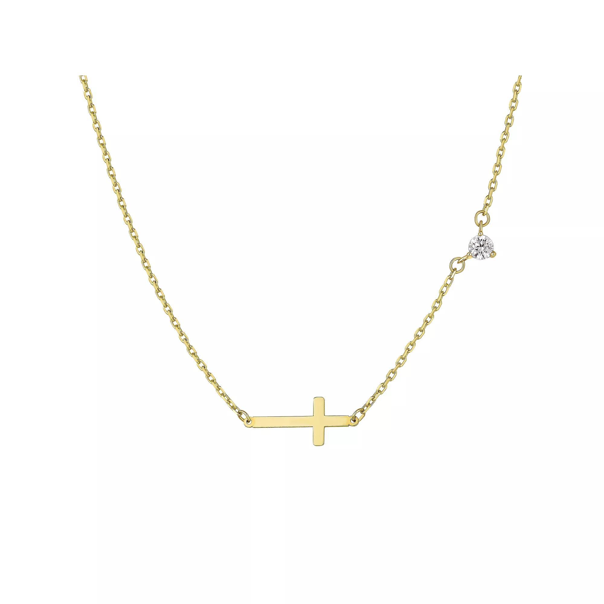 Taylor Grace 10k Gold Sideways Cross Necklace, Women's, Size: 17" Product Image