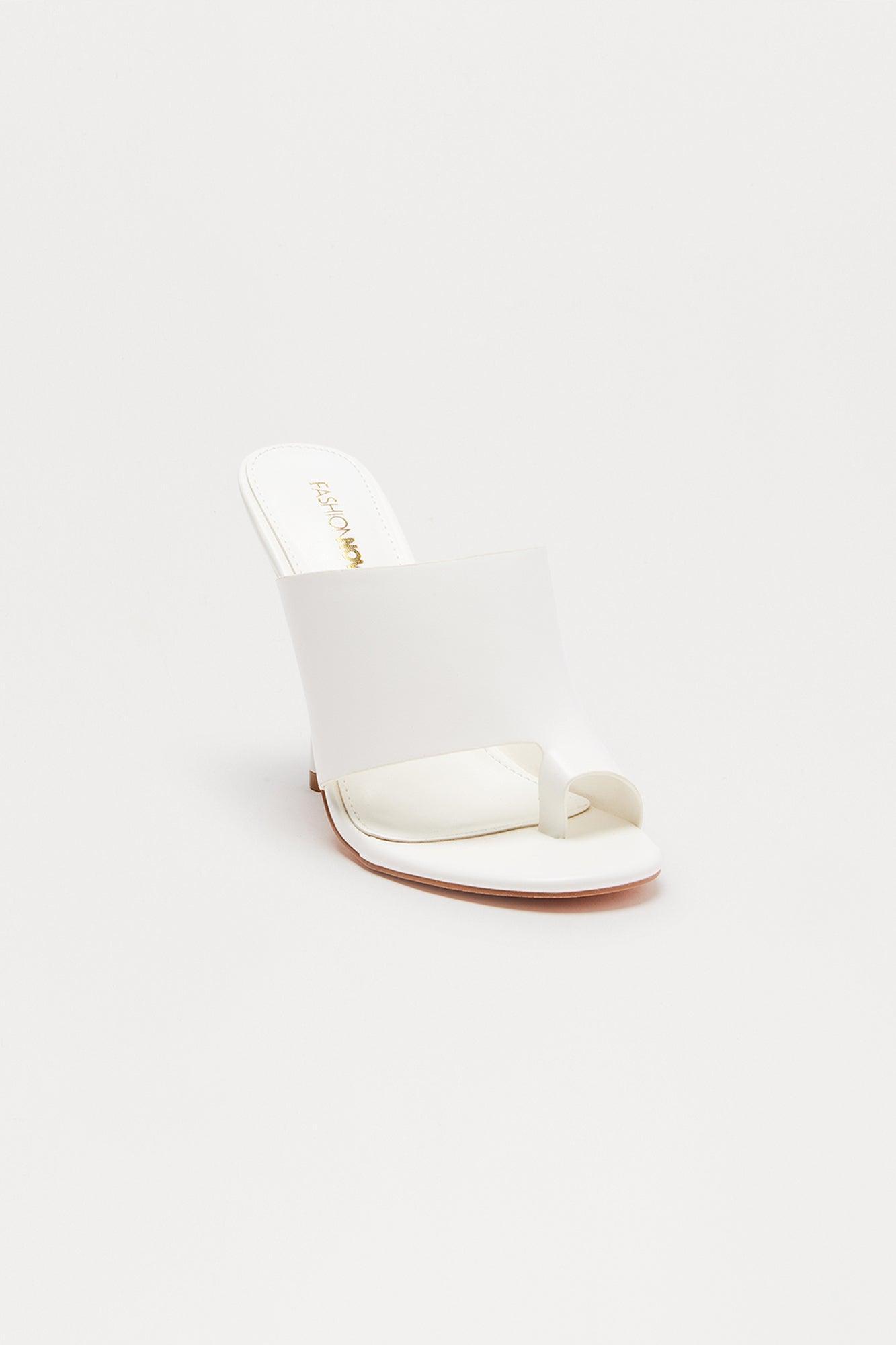 Nicolette Faux Leather Toe Ring Mules - White Female Product Image