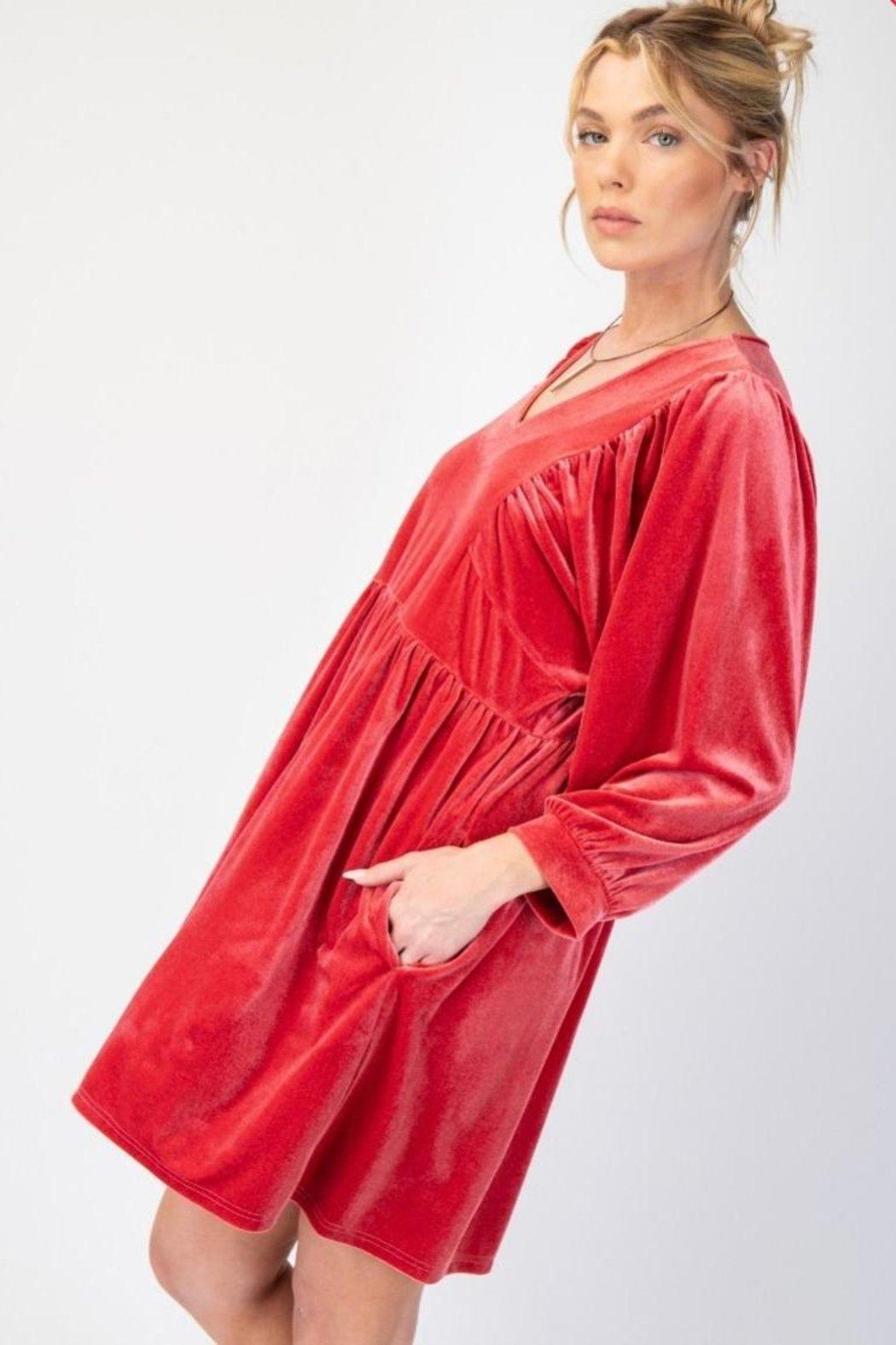 Dress, Pink Velvet Product Image