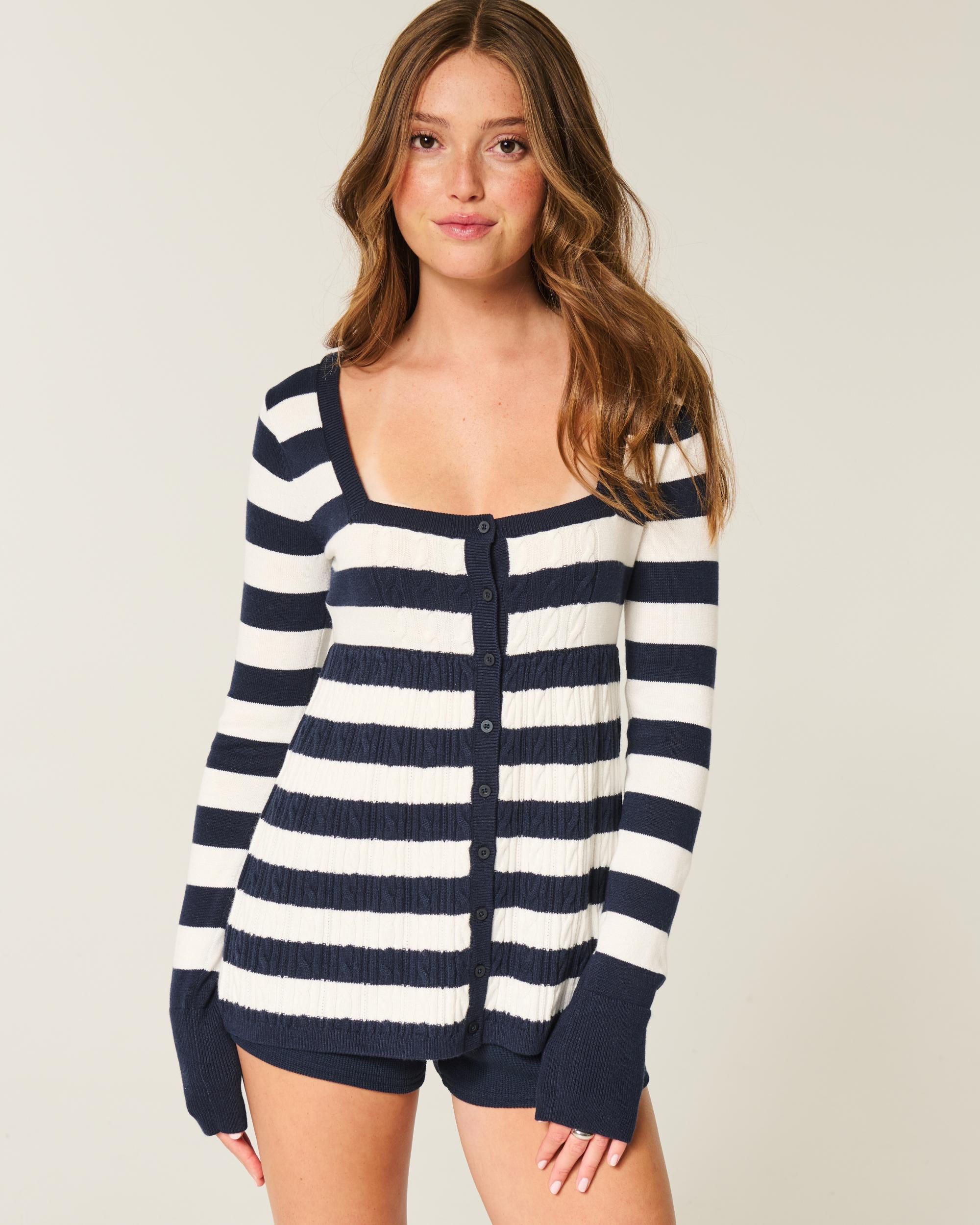 Easy Long-Sleeve Square-Neck Babydoll Sweater Product Image