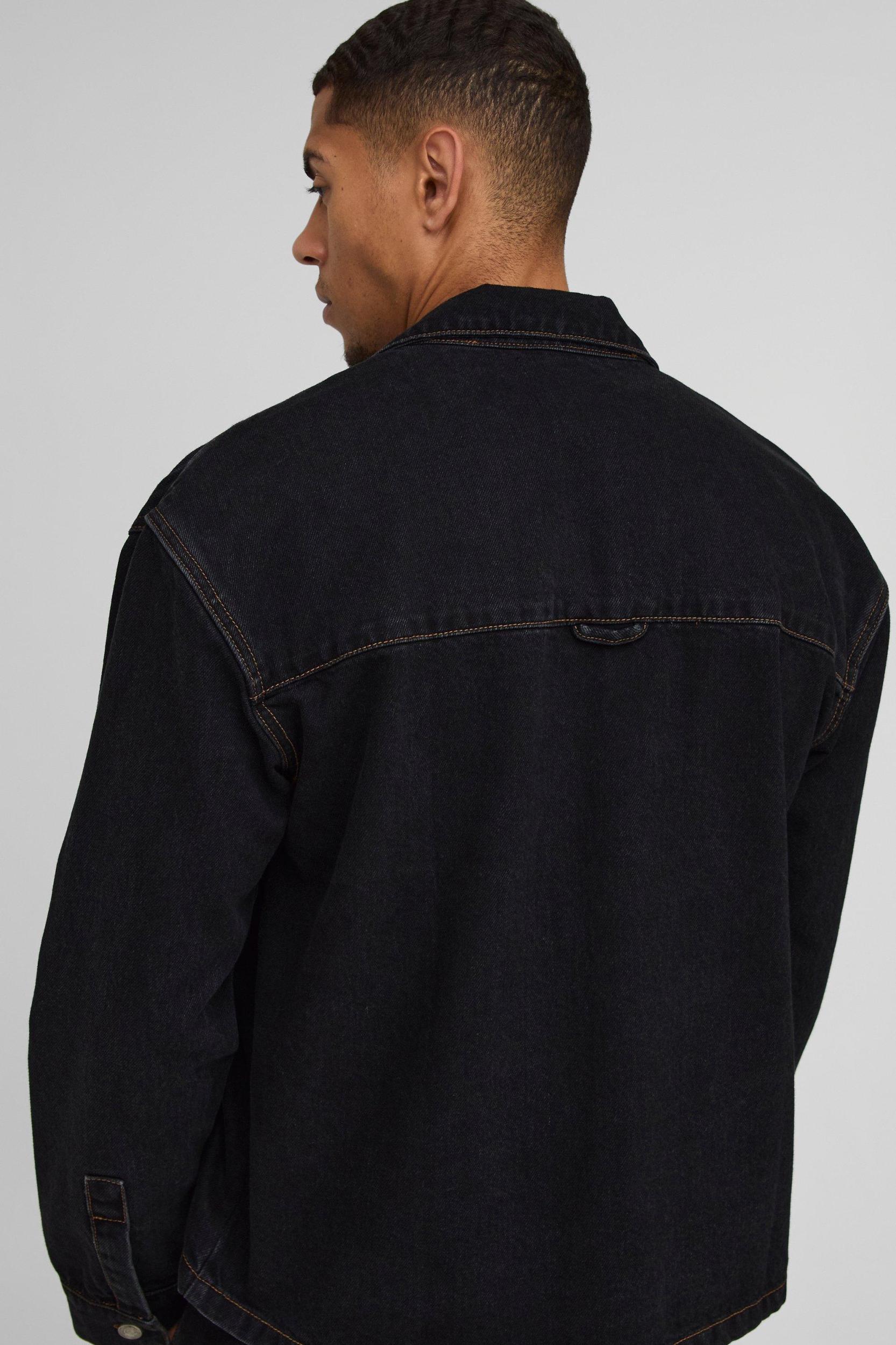 Oversized Carpenter Pocket Denim Shirt | boohooMAN USA Product Image