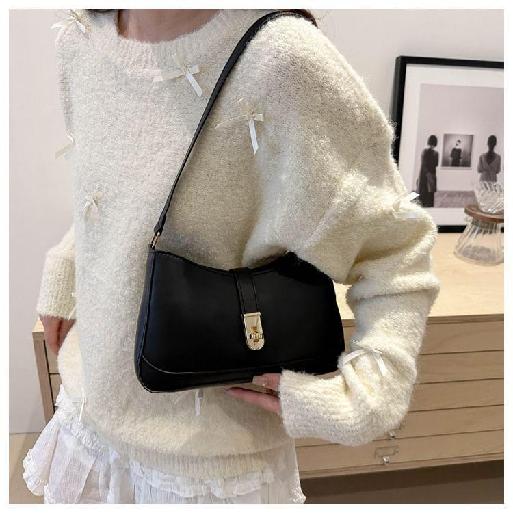 Plain Faux Leather Shoulder Bag Product Image
