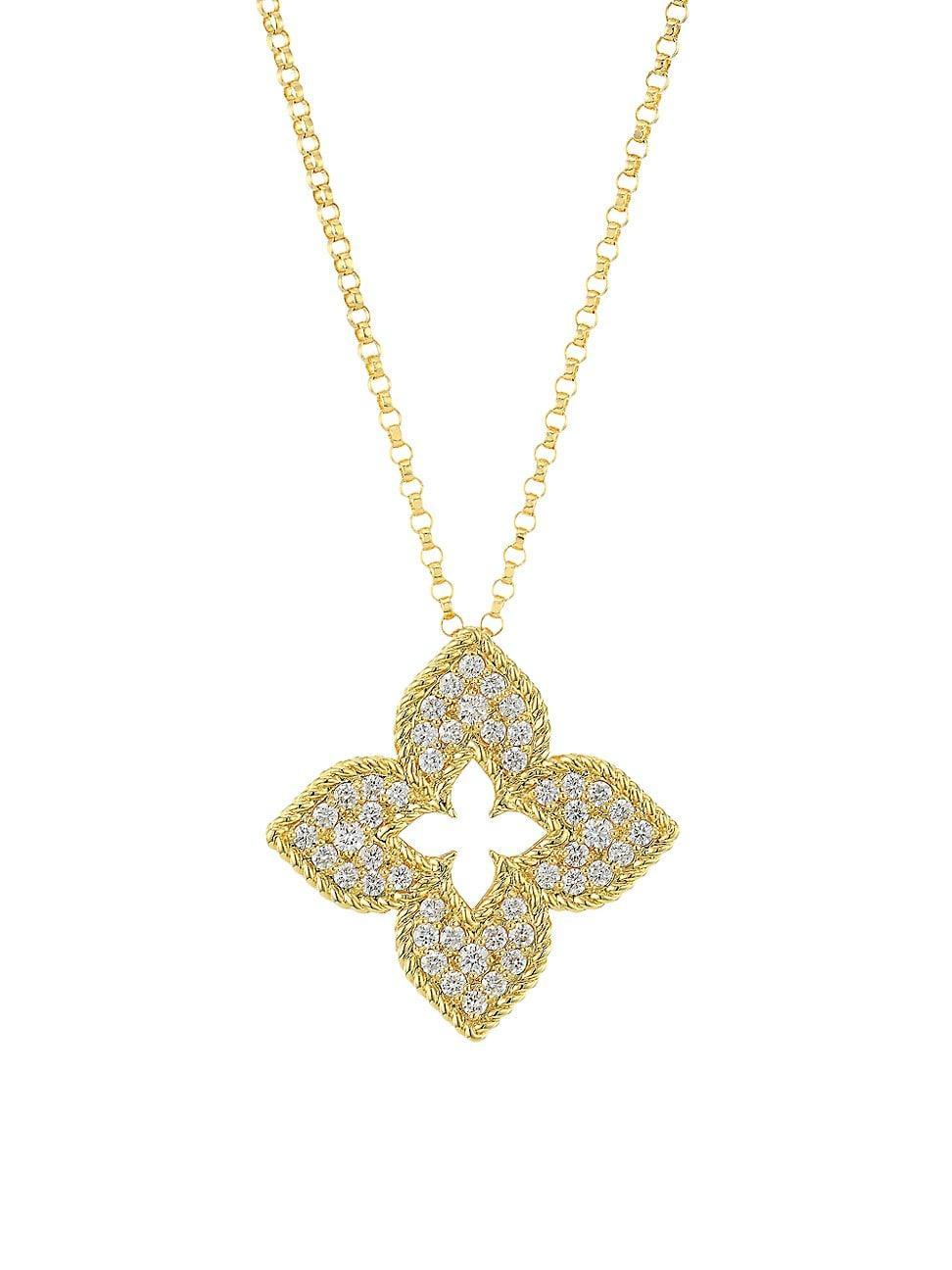 Womens Venetian Princess 18K Yellow Gold & Diamond Pendant Necklace Product Image