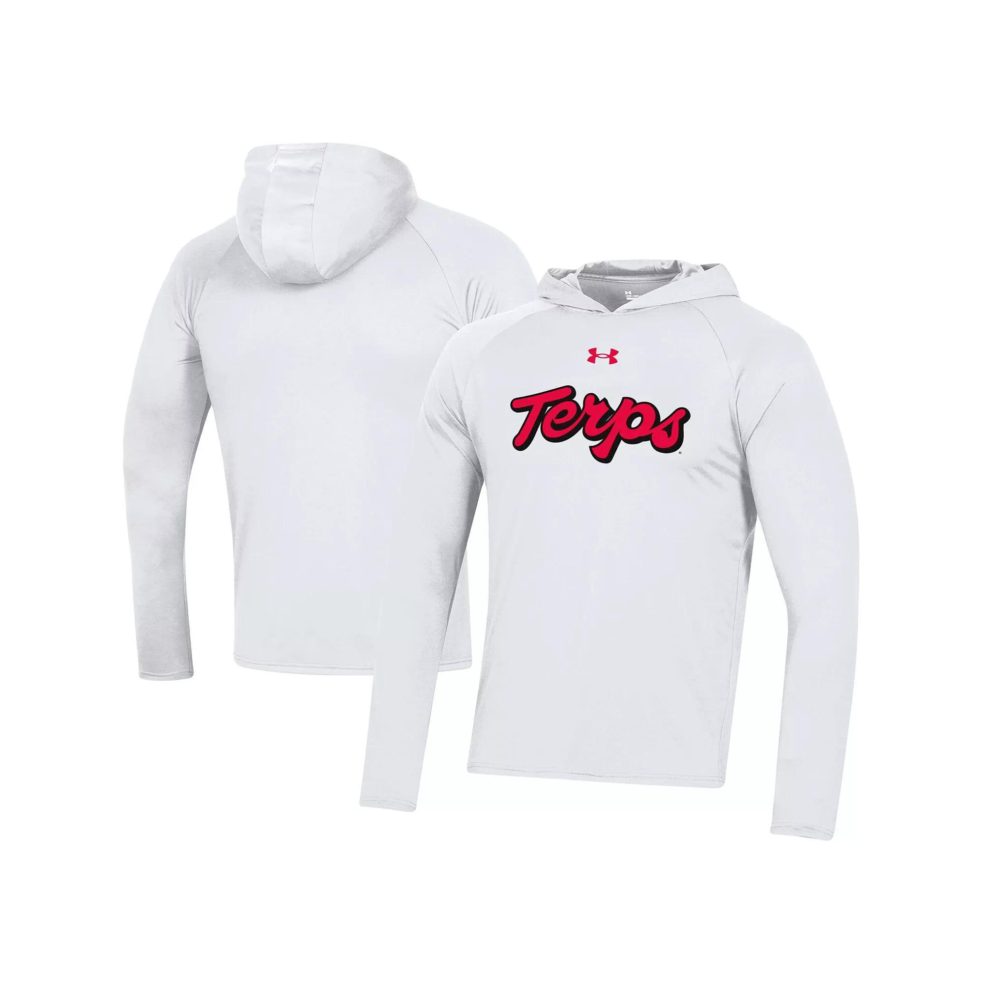 Mens Under Armour Maryland Terrapins School Logo Raglan Long Sleeve Hoodie Performance T-Shirt Product Image