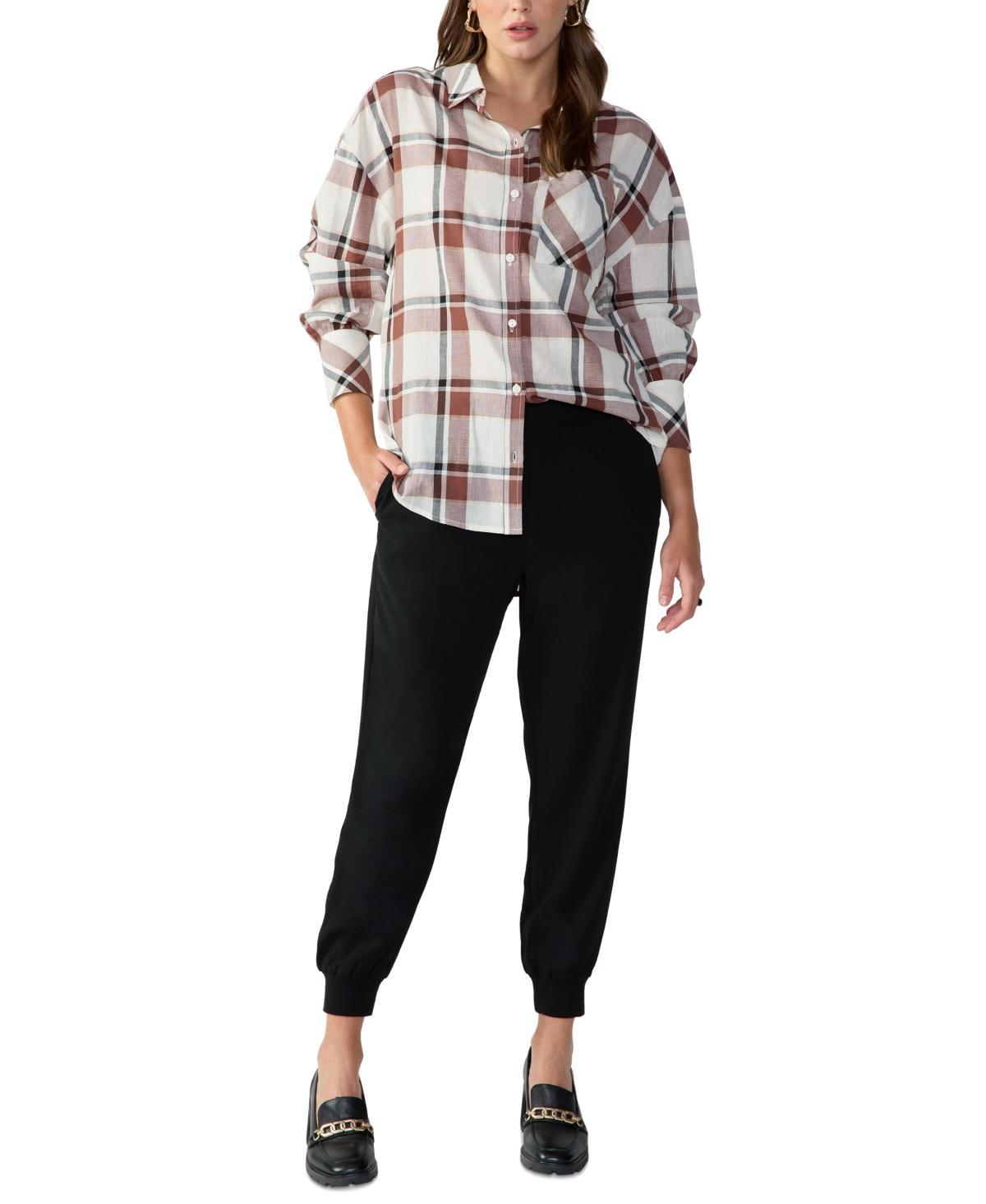 Sanctuary Dropped Shoulder Tunic (Caramel Cafe Plaid) Women's Clothing Product Image