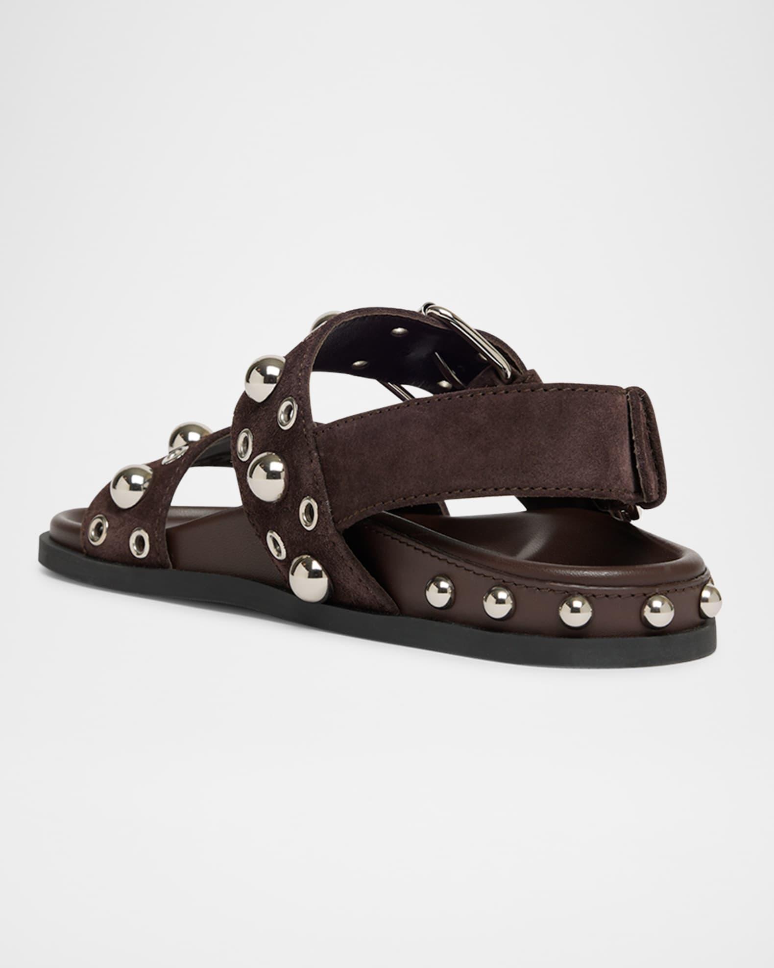 Nellcote Studded Ankle-Strap Suede Sandals Product Image
