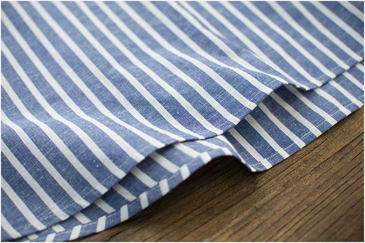 Pinstriped Long-Sleeve A-Line Shirt Dress Product Image