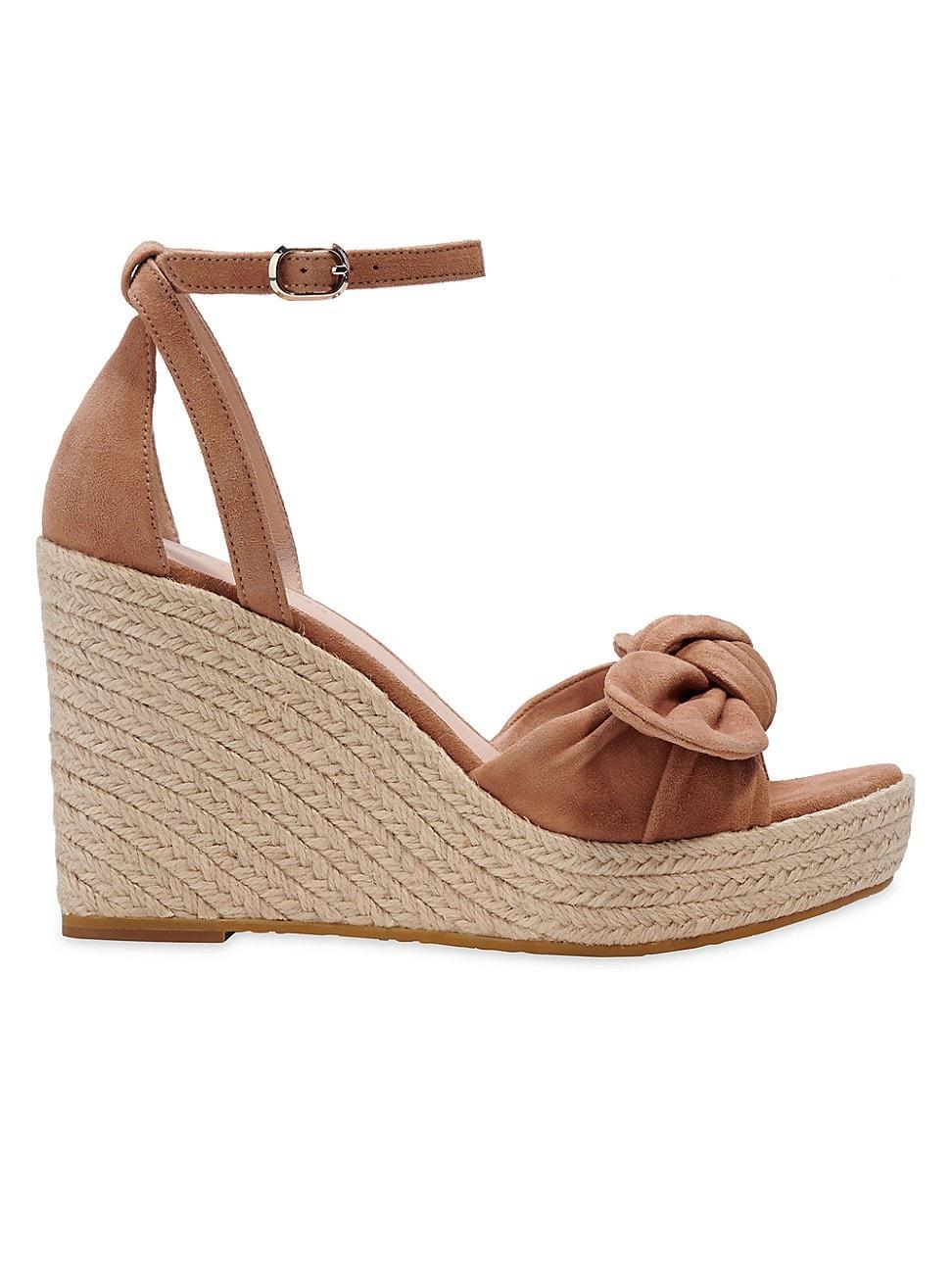 kate spade new york Tianna Metallic Leather Bow Platform Wedge Espadrille Sandals Product Image