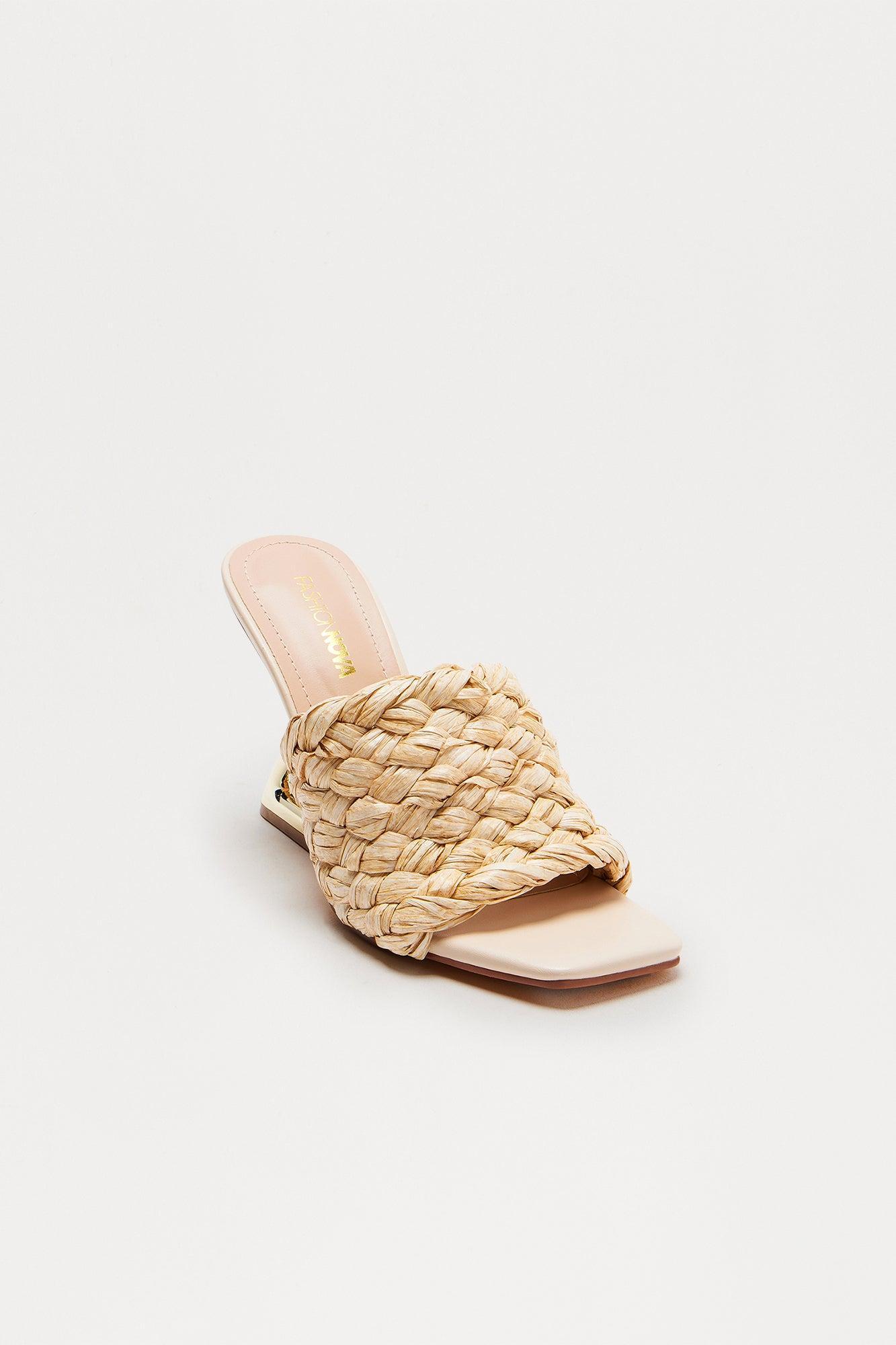 Evari Raffia Novelty Wedges - Nude Product Image
