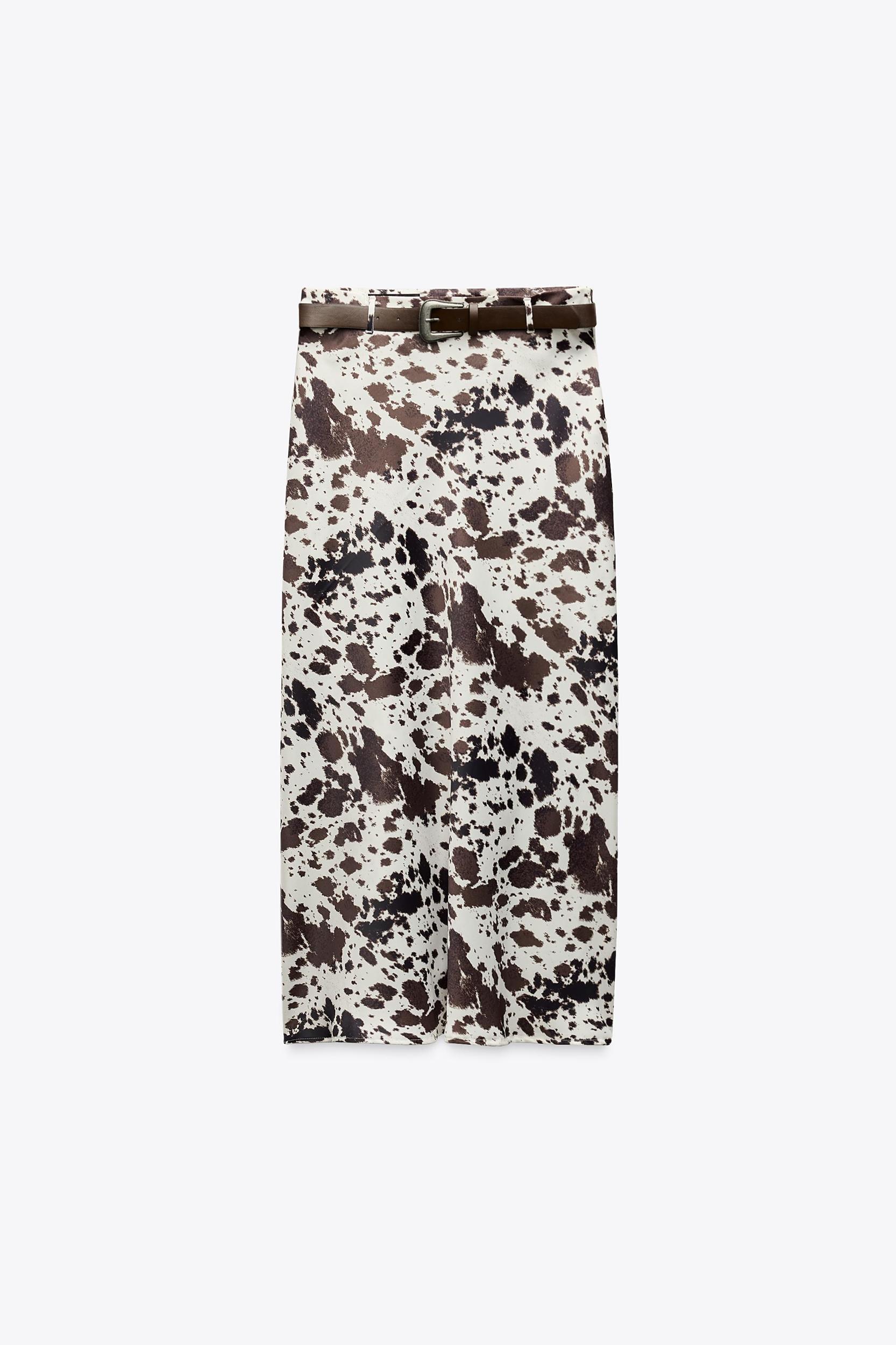 PRINTED SATIN SKIRT WITH BELT Product Image