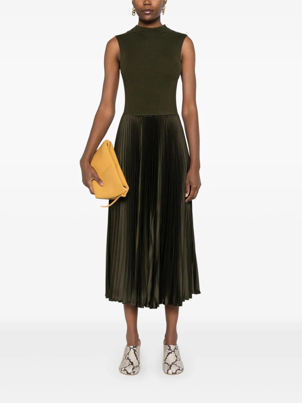 pleated high-neck midi dress Product Image