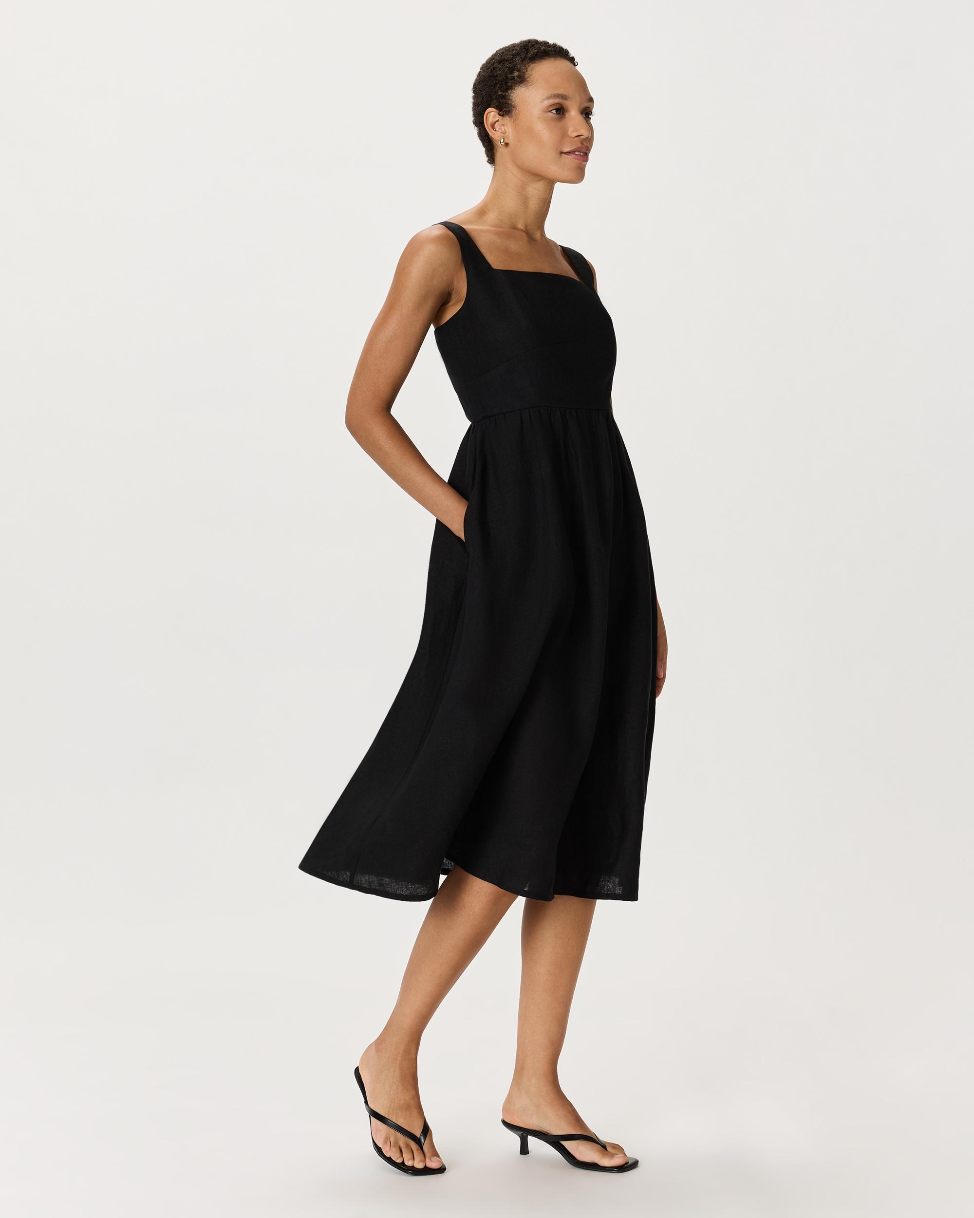 Quince | Women's 100% European Linen Fit & Flare Midi Dress Product Image