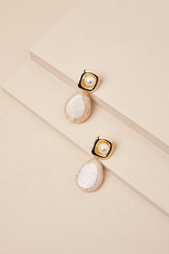 Darion Ivory Stone Drop Earrings Product Image