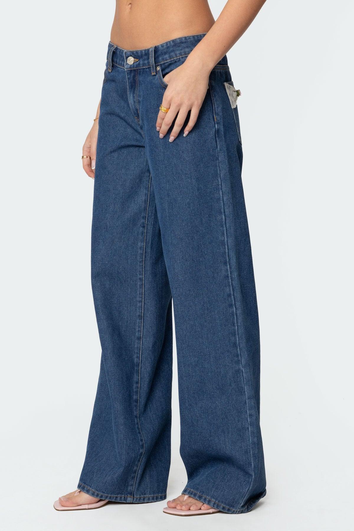 Lacey Pocket Low Rise Jeans Product Image