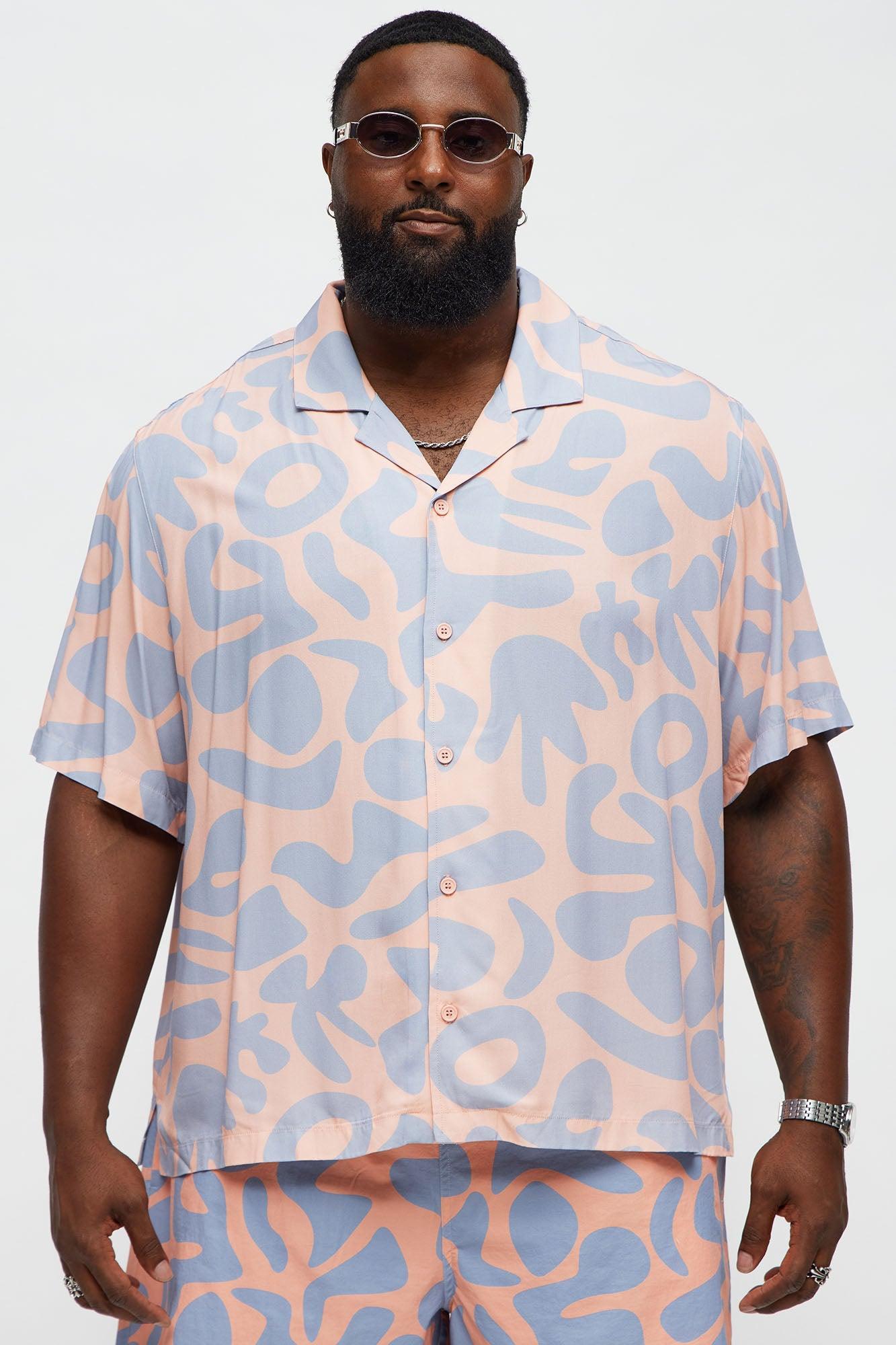 Relaxed Chateau Abstract Button Up Shirt - Pink/combo Product Image