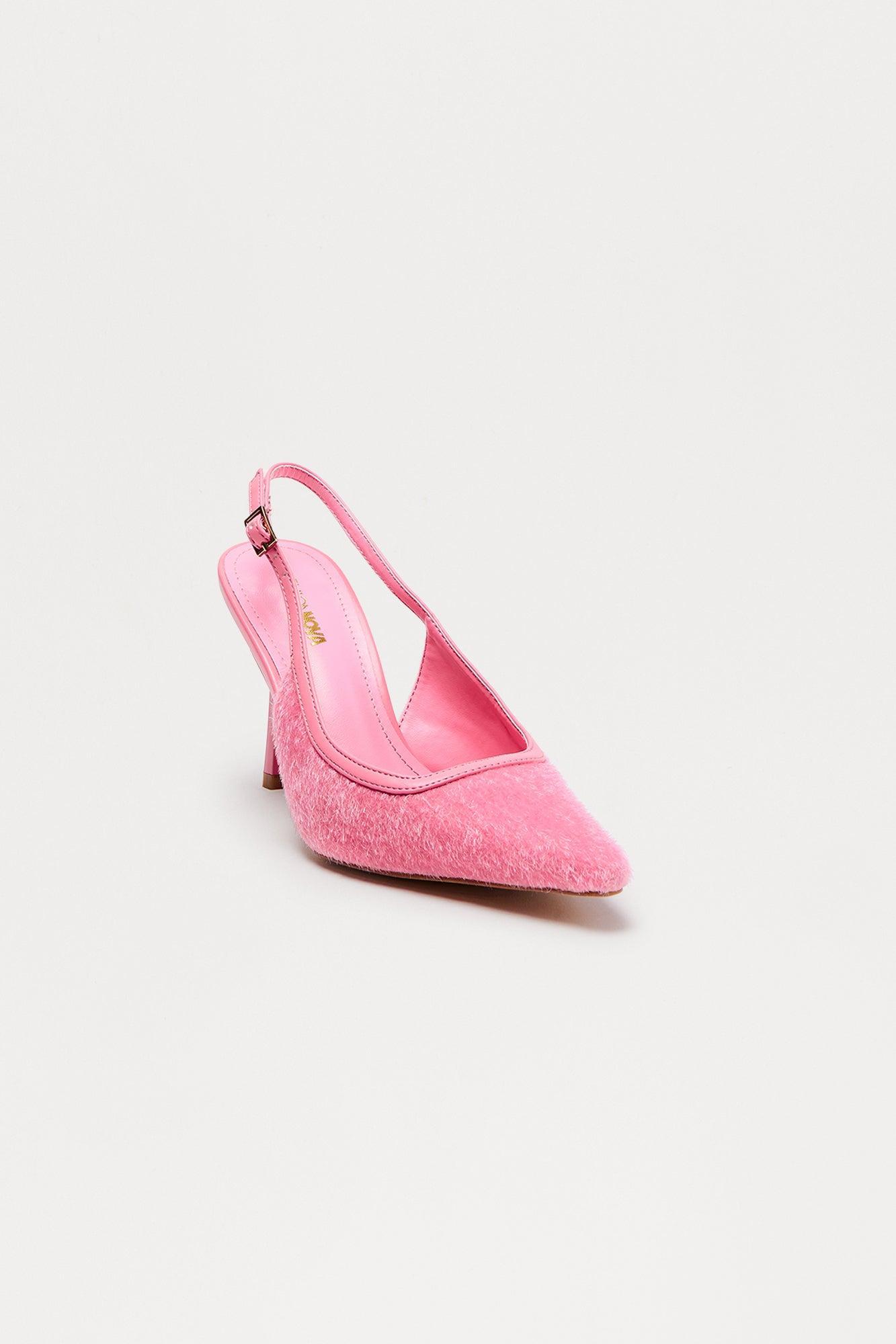 Mariposa Faux Fur Slingback Pumps - Pink Female Product Image