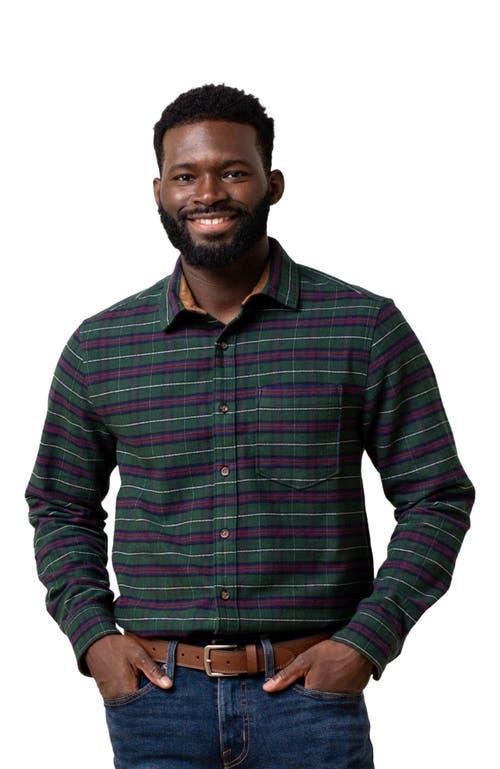 Hope & Henry Men's Organic Flannel Shirt with Suede in Merry Pine Plaid at Nordstrom, Size Large Product Image