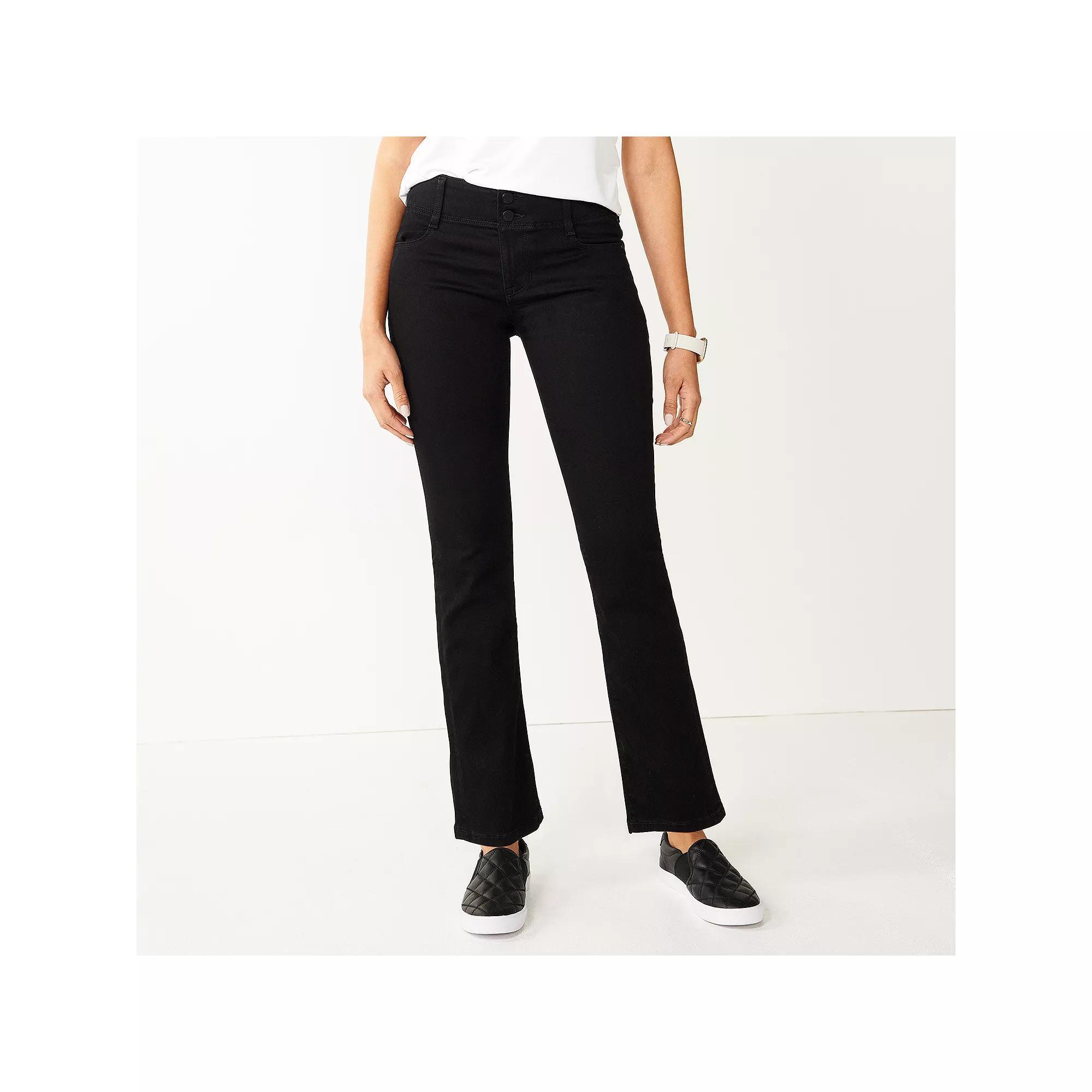 Women's Nine West Tummy-Control Bootcut Jeans, Size: 14 Short, Black Product Image