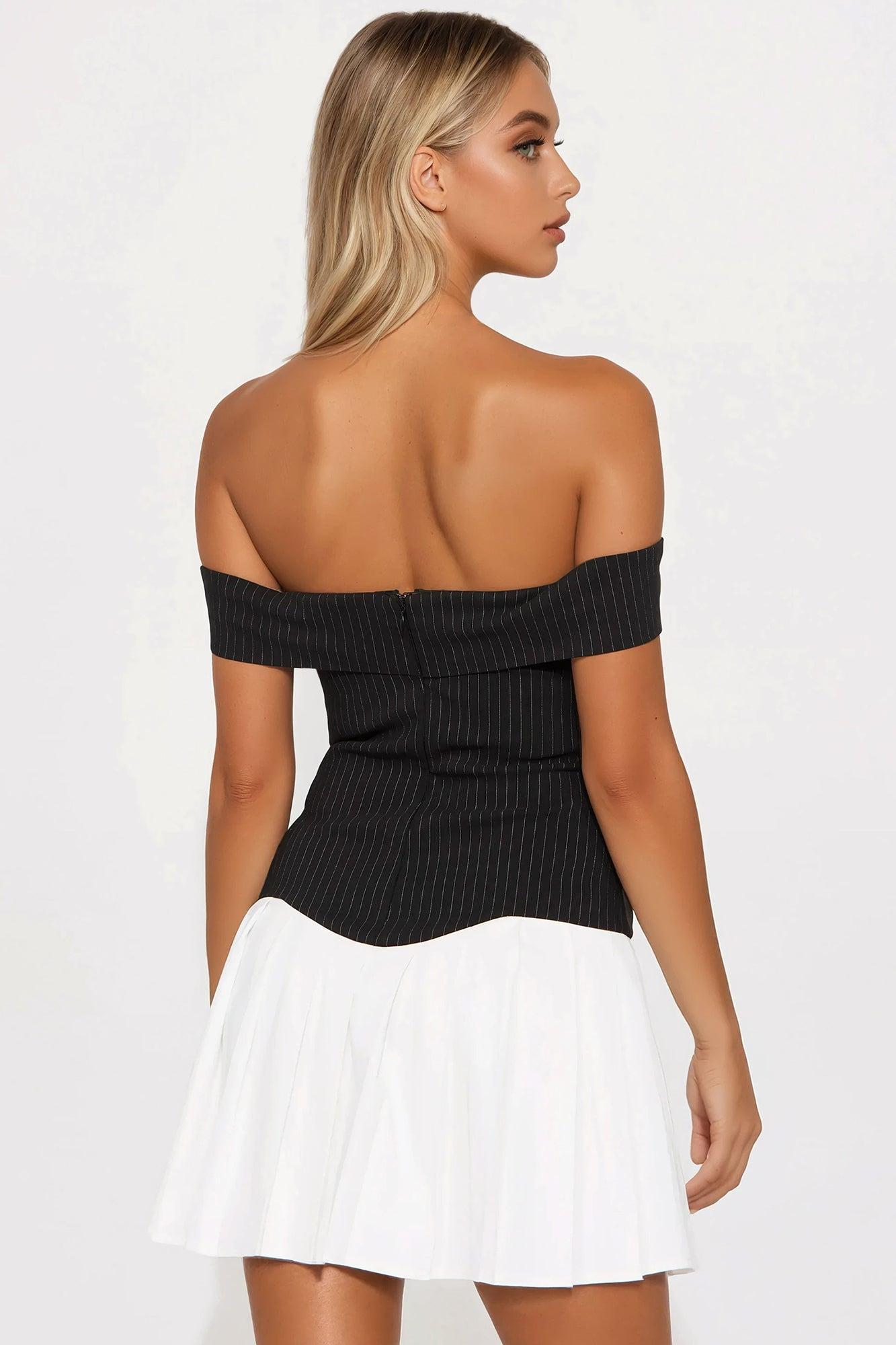 Best Asset Pinstripe Mini Dress - Black/combo Product Image