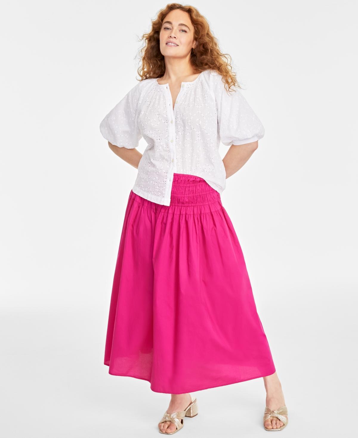 On 34th Womens Eyelet Puff-Sleeve Top, Created for Macys Product Image