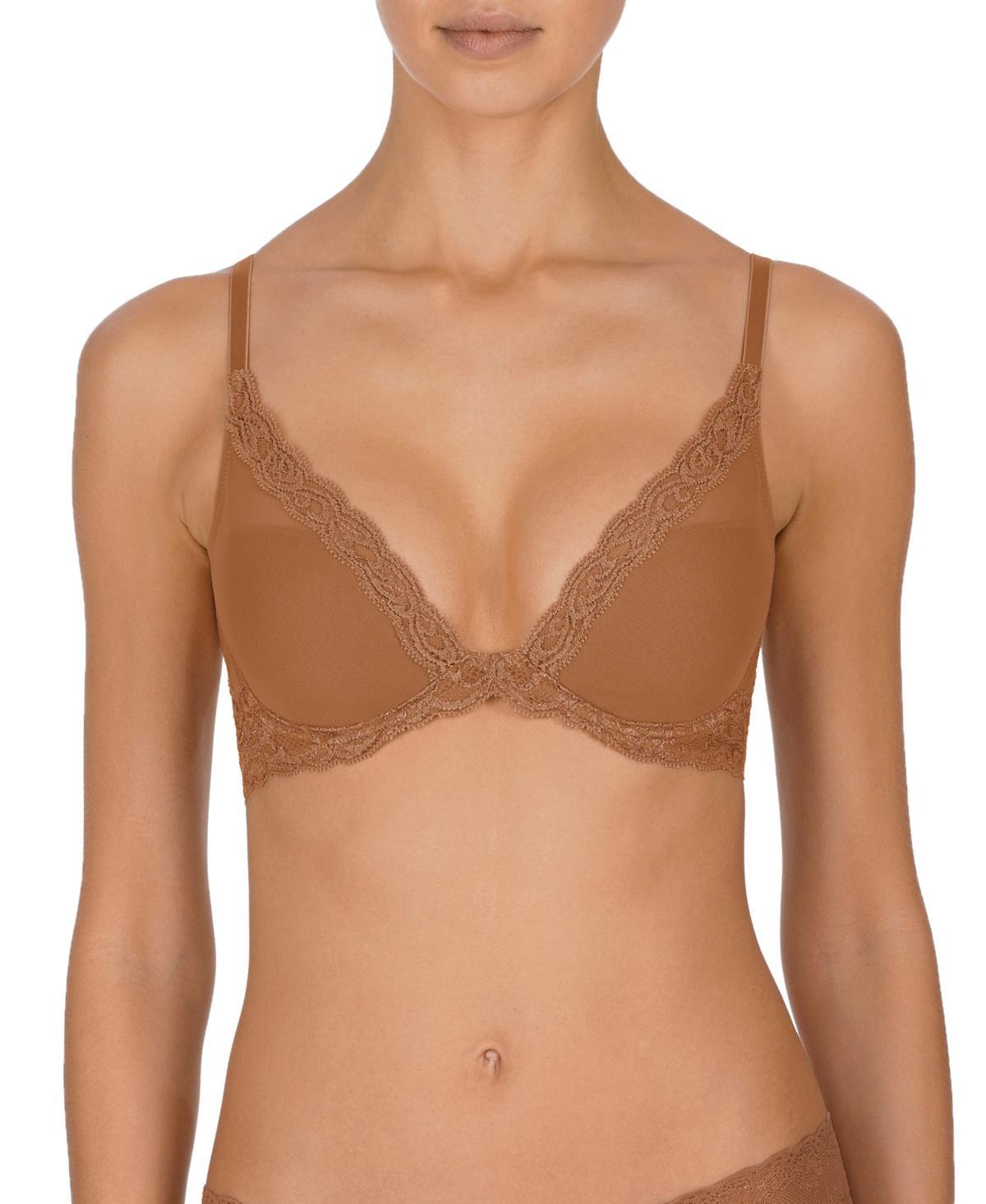 Natori Womens Feathers Lace Contour Underwire Plunge Bra Product Image