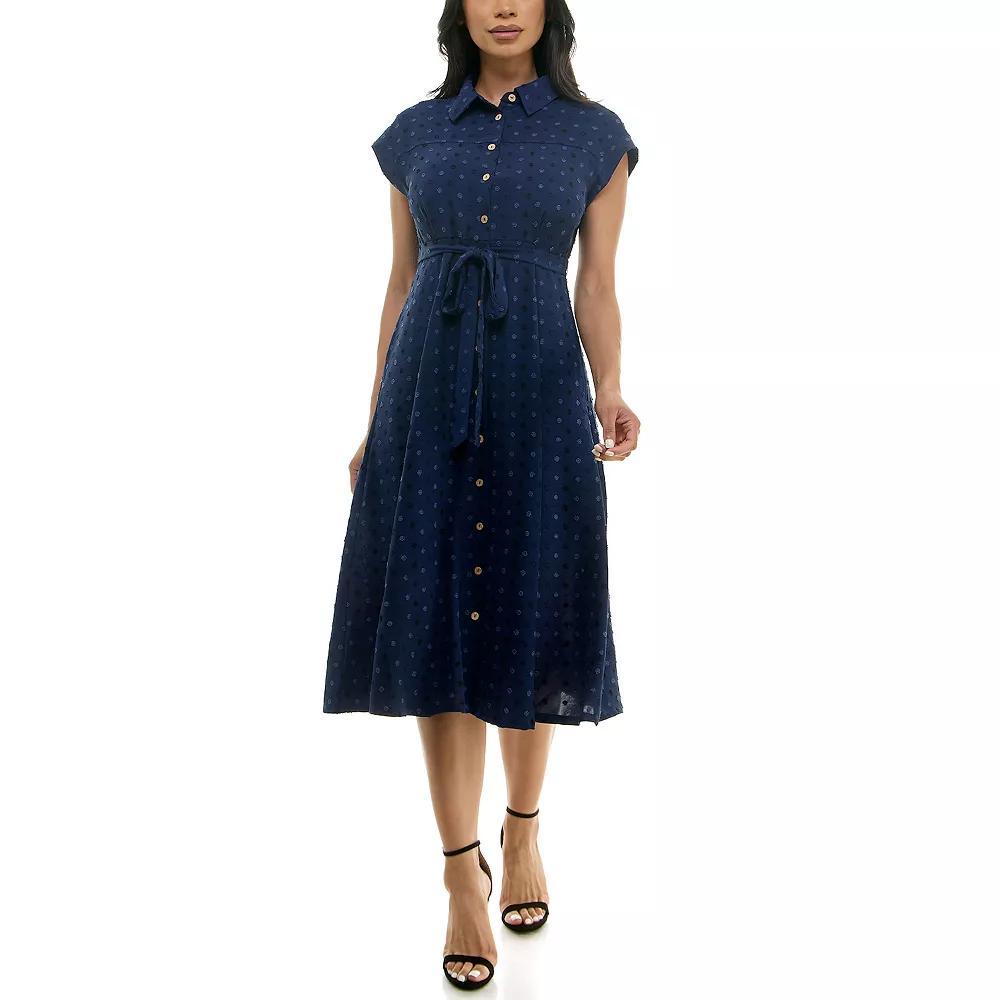 Women's Nina Leonard Collared Button Front Shirt Dress, Size: Small, Camel Team Product Image