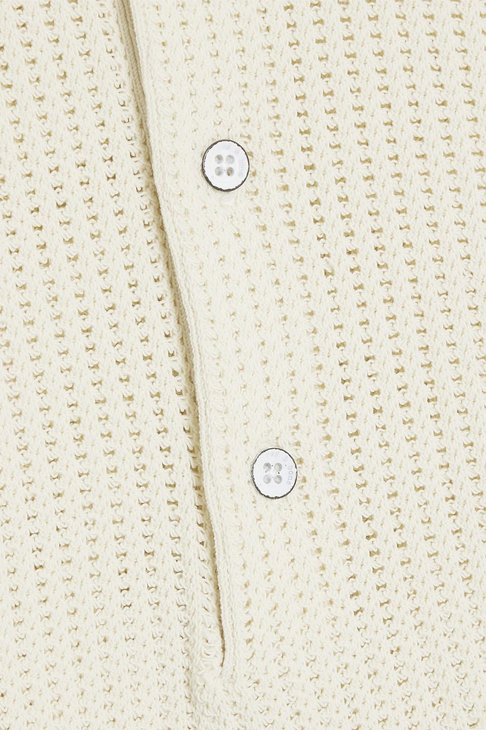 Nolan Pointelle-knit Cotton-blend Polo Shirt In Ecru Product Image