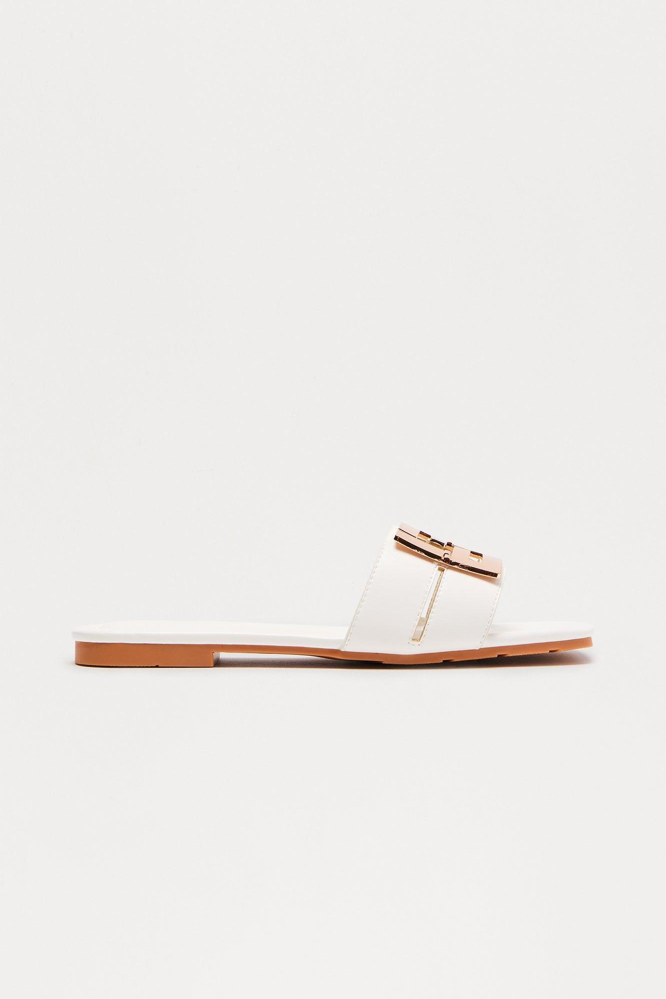 Mirelle Hardware Slip On Sandals - White Female Product Image