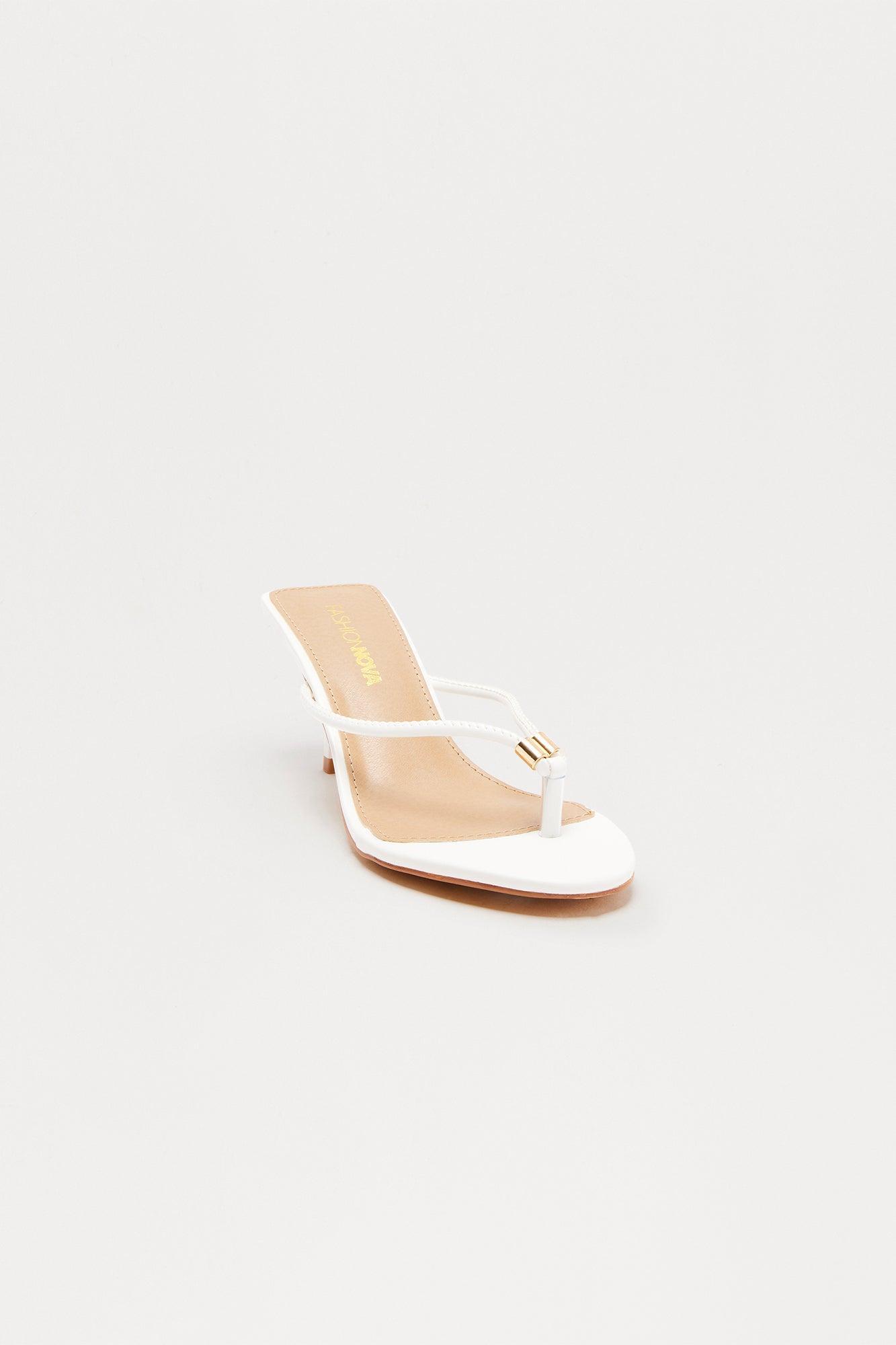 Capri Faux Leather Thong Mules - White Product Image