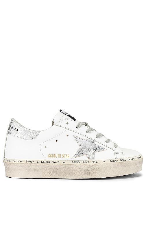 Golden Goose Hi Star Leather Upper Sneaker in White Product Image