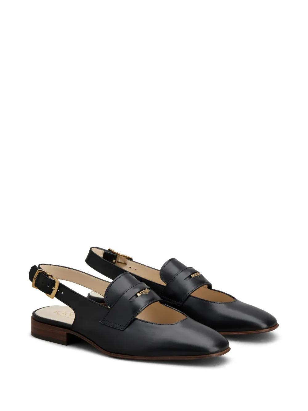 TOD'S 10mm Penny Leather Slingback Shoes In Black Product Image