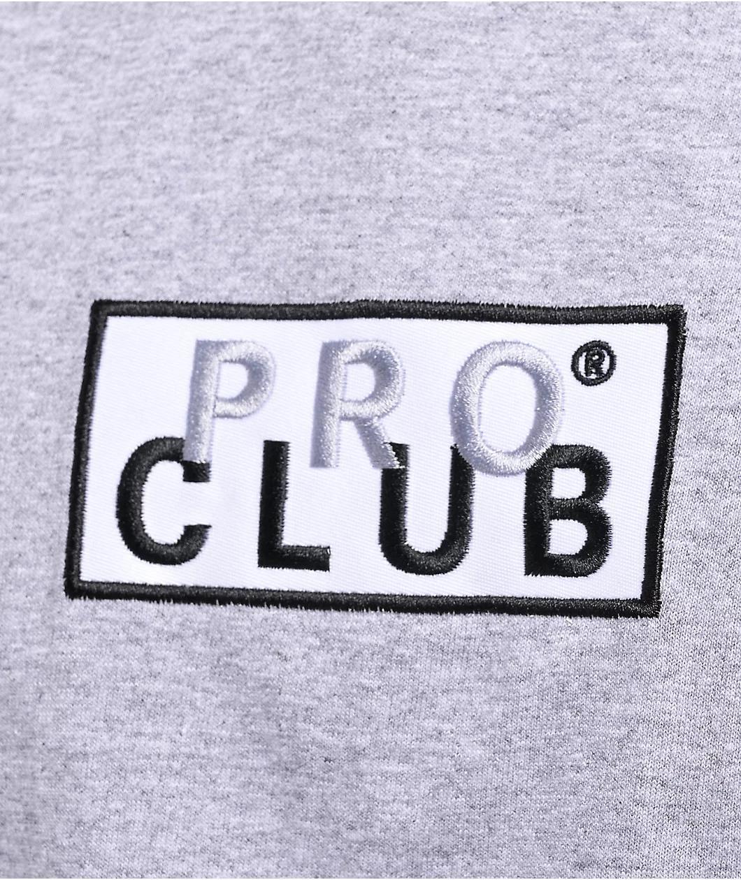 Pro Club Embroidered Box Logo Grey T-Shirt Product Image