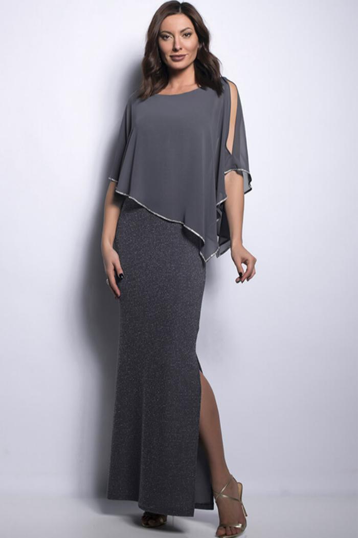 Chiffon Drape Dress in Black Product Image