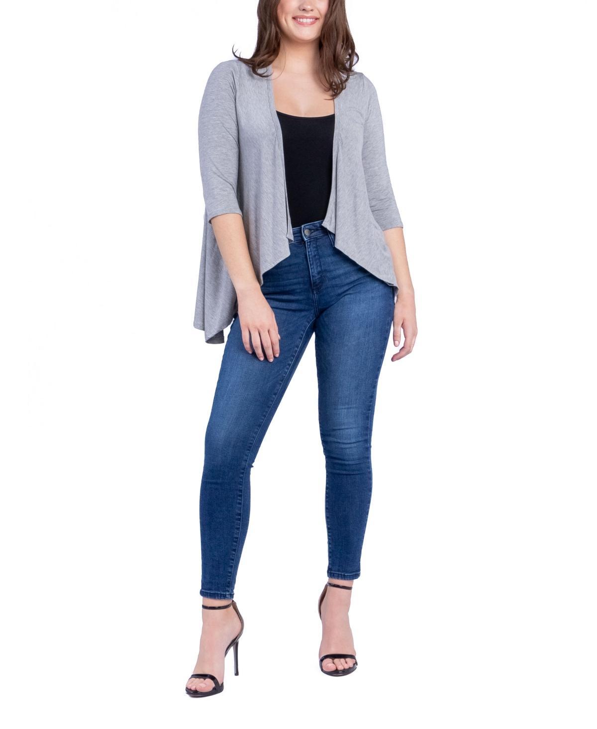 24seven Comfort Apparel Womens Open Front Elbow Length Sleeve Cardigan Sweater Product Image