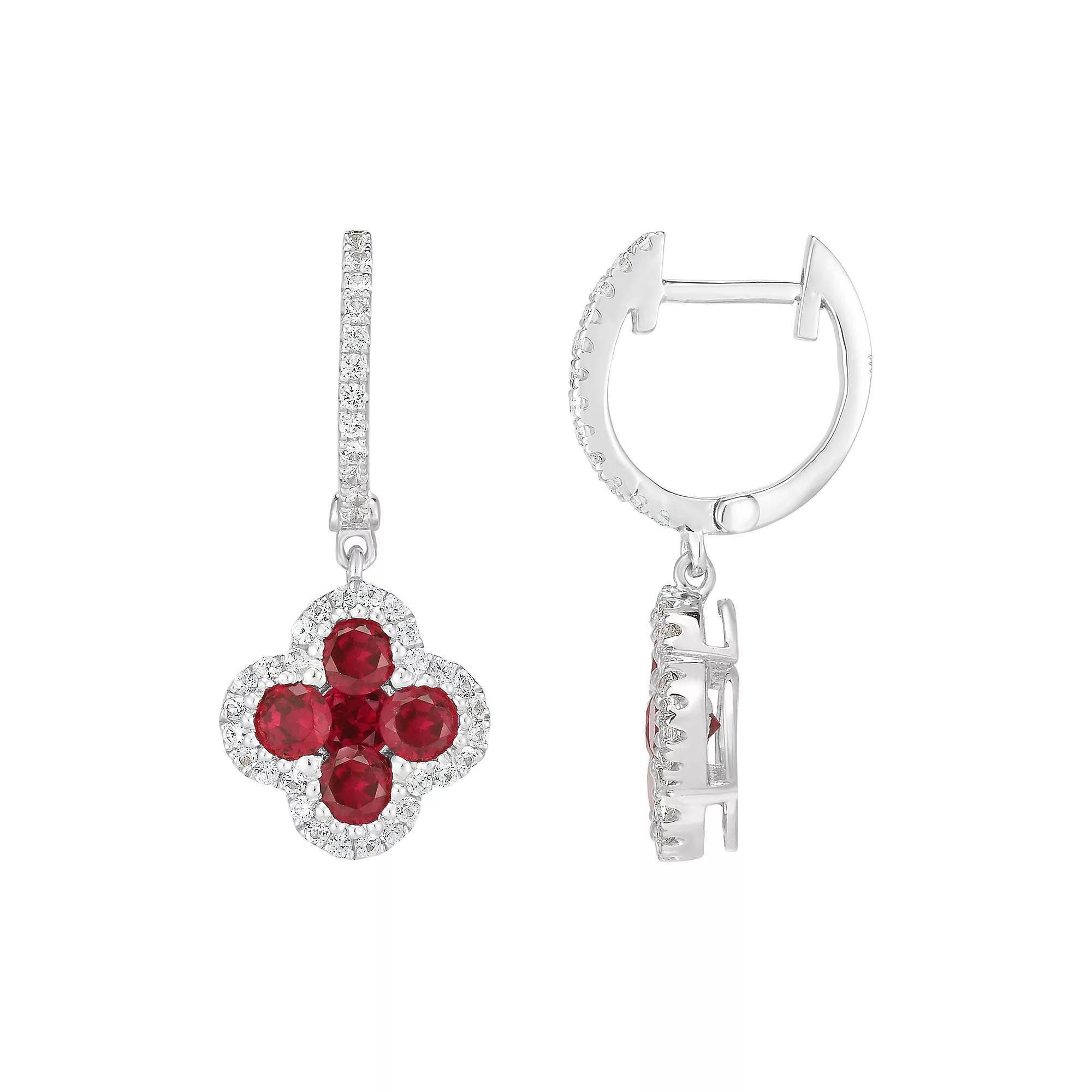 1/10-ct. Plated Sterling Silver & Lab Created Gemstone Earrings, Womens, Created Red Product Image