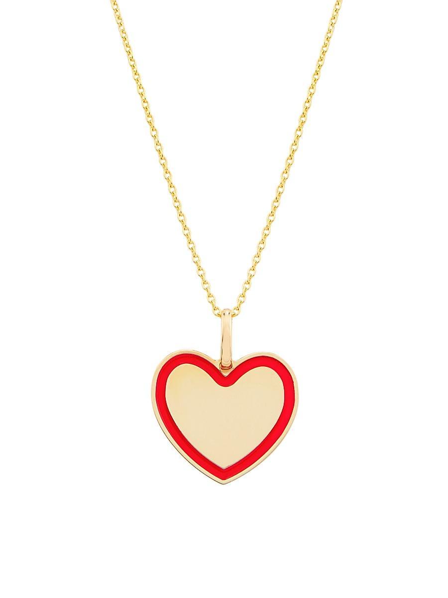 Womens 14K Yellow Gold & Enamel Heart Pendant Necklace Product Image