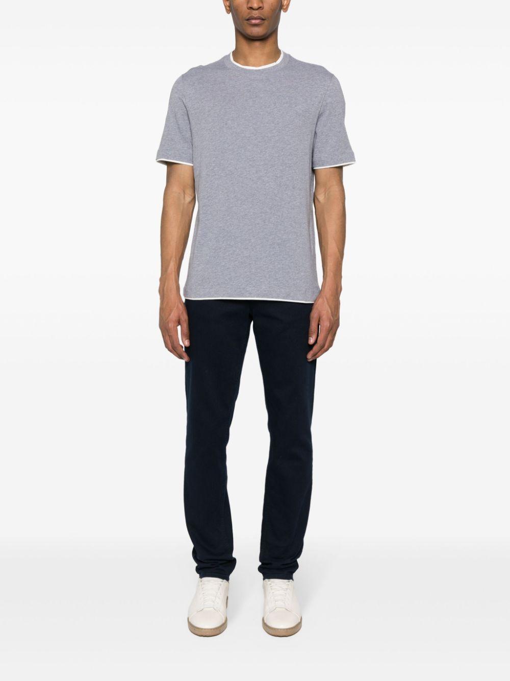 BRUNELLO CUCINELLI Faux-layered Cotton T-shirt In Grau Product Image
