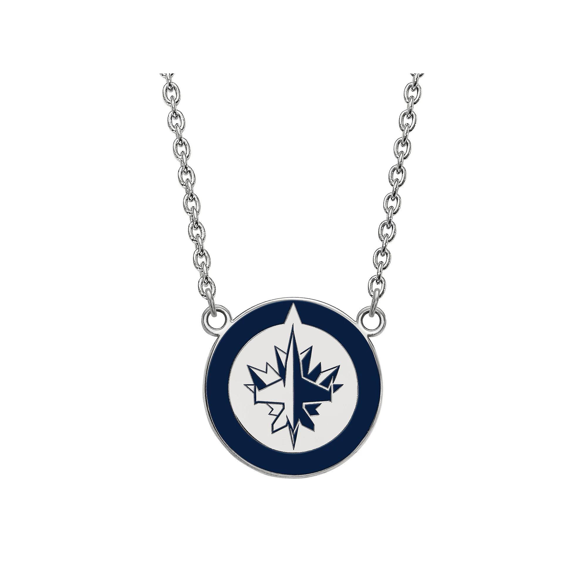 LogoArt Sterling Silver Winnipeg Jets Large Enameled Pendant Necklace, Women's, Size: 18" Product Image