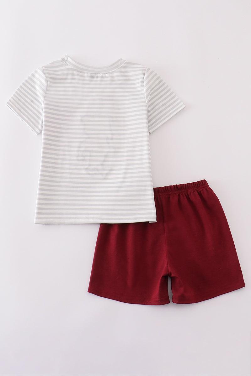 Blue animals applique shorts set Product Image