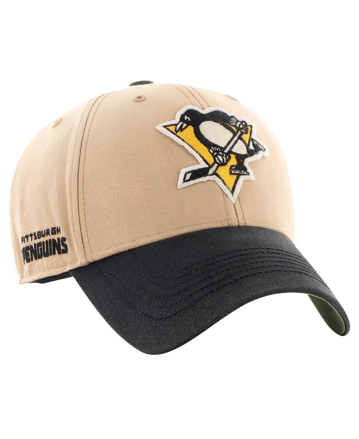 Men's '47 Khaki/Black Pittsburgh Penguins Dusted Sedgwick MVP Adjustable Hat, Beig K Product Image