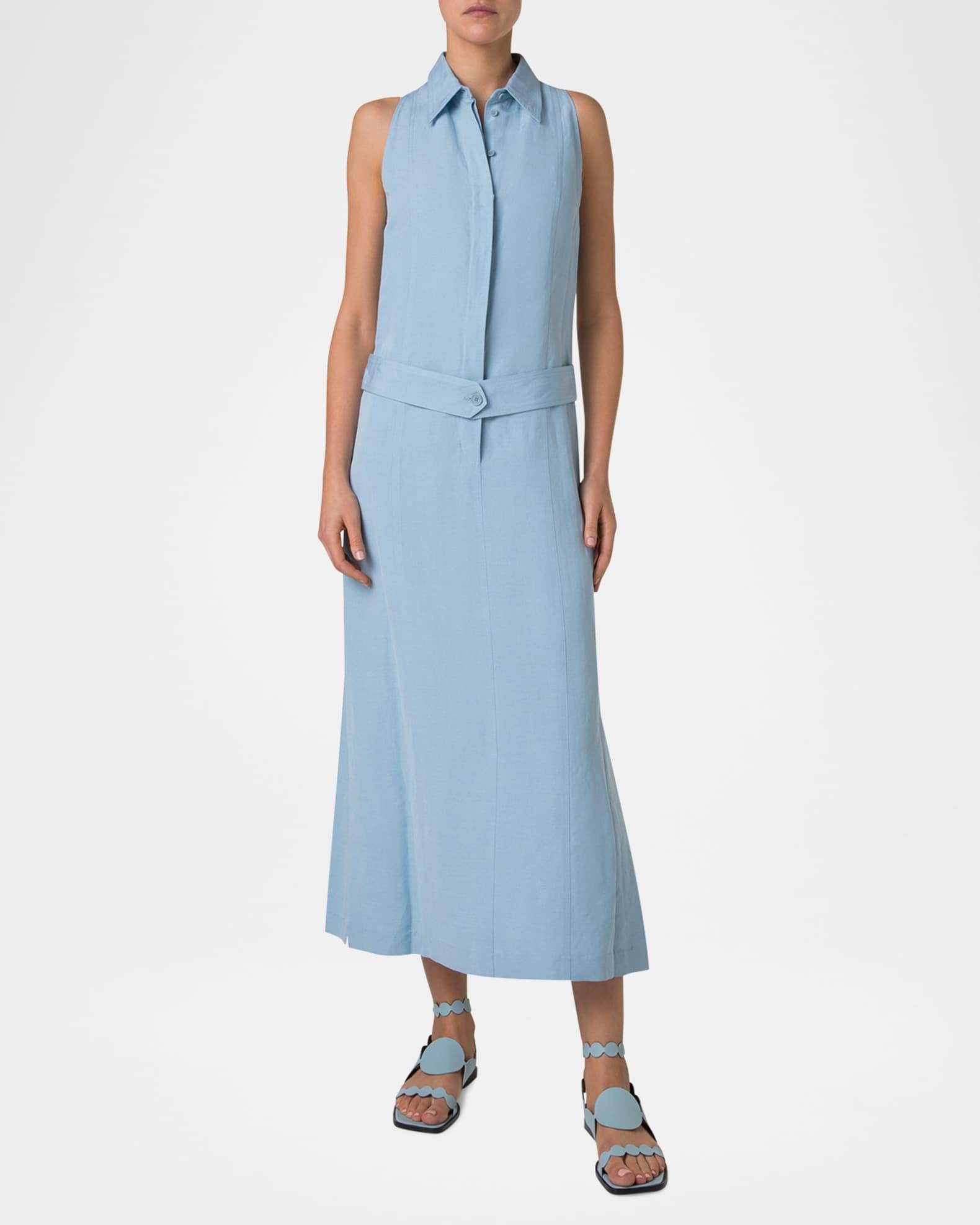 Kent Collar Midi Linen Shirt Dress Product Image