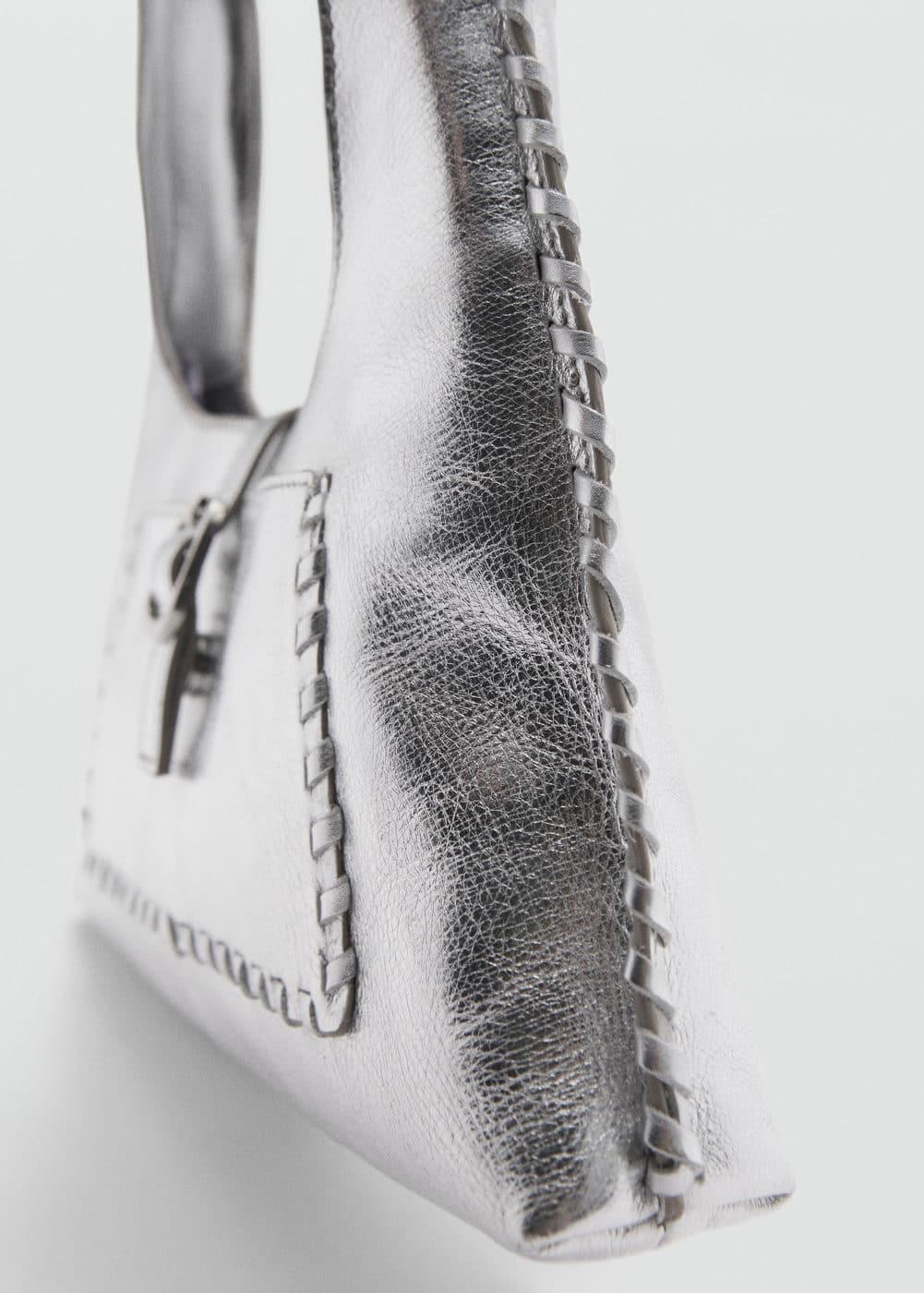 Leather metallic bag - Women | MANGO USA Product Image