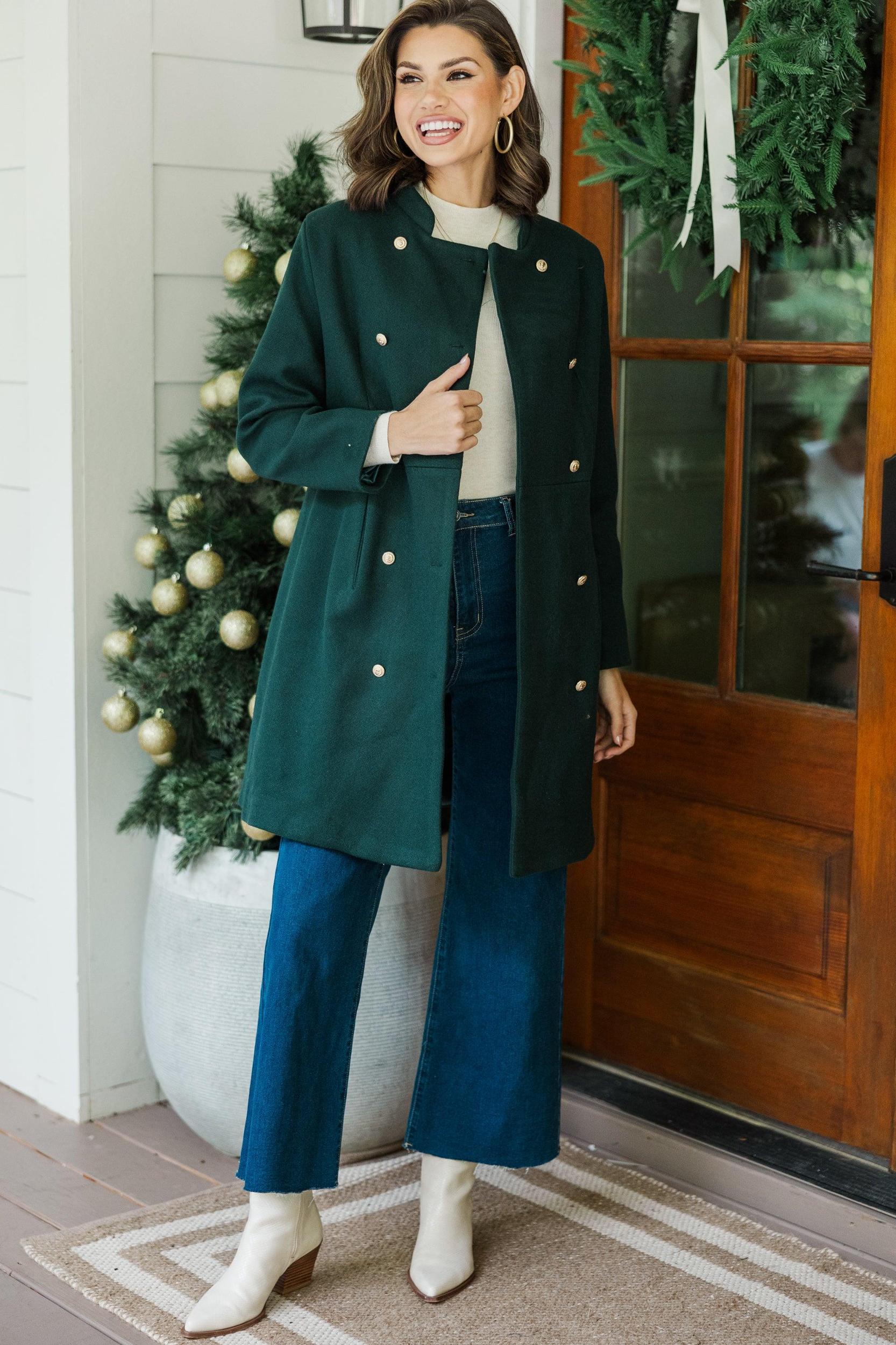 City Streets Hunter Green Coat Female Product Image
