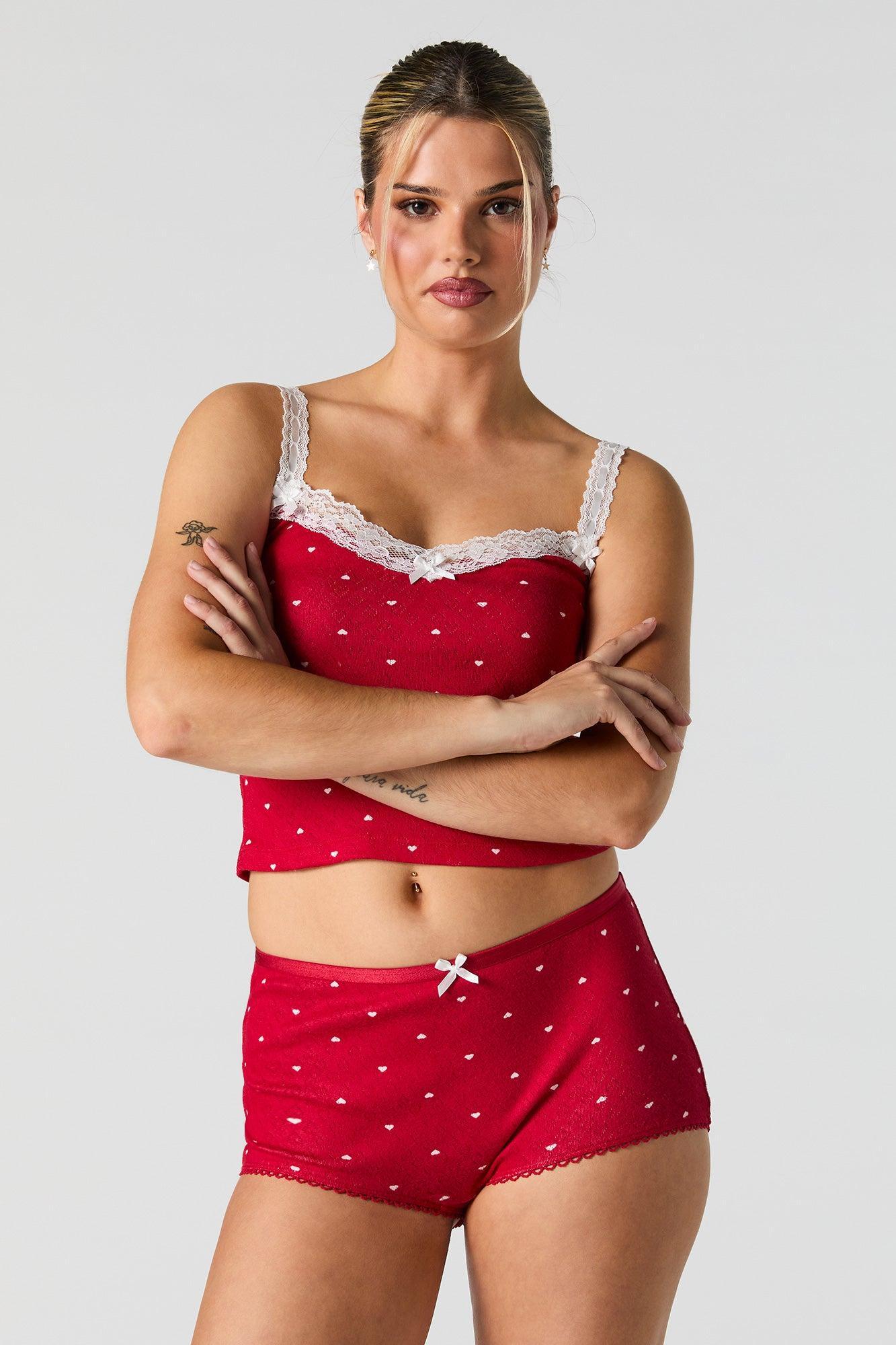 Printed Pointelle Knit Tank & Short 2 Piece Pajama Set Female Product Image