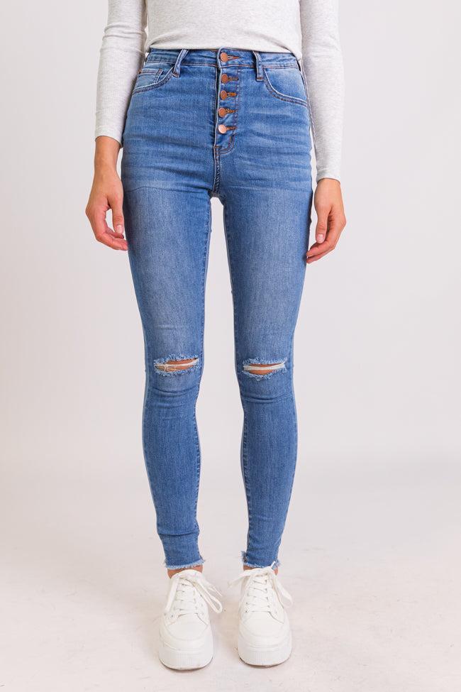 Chelsie Light Wash Busted Knee Tall Jeans FINAL SALE Product Image