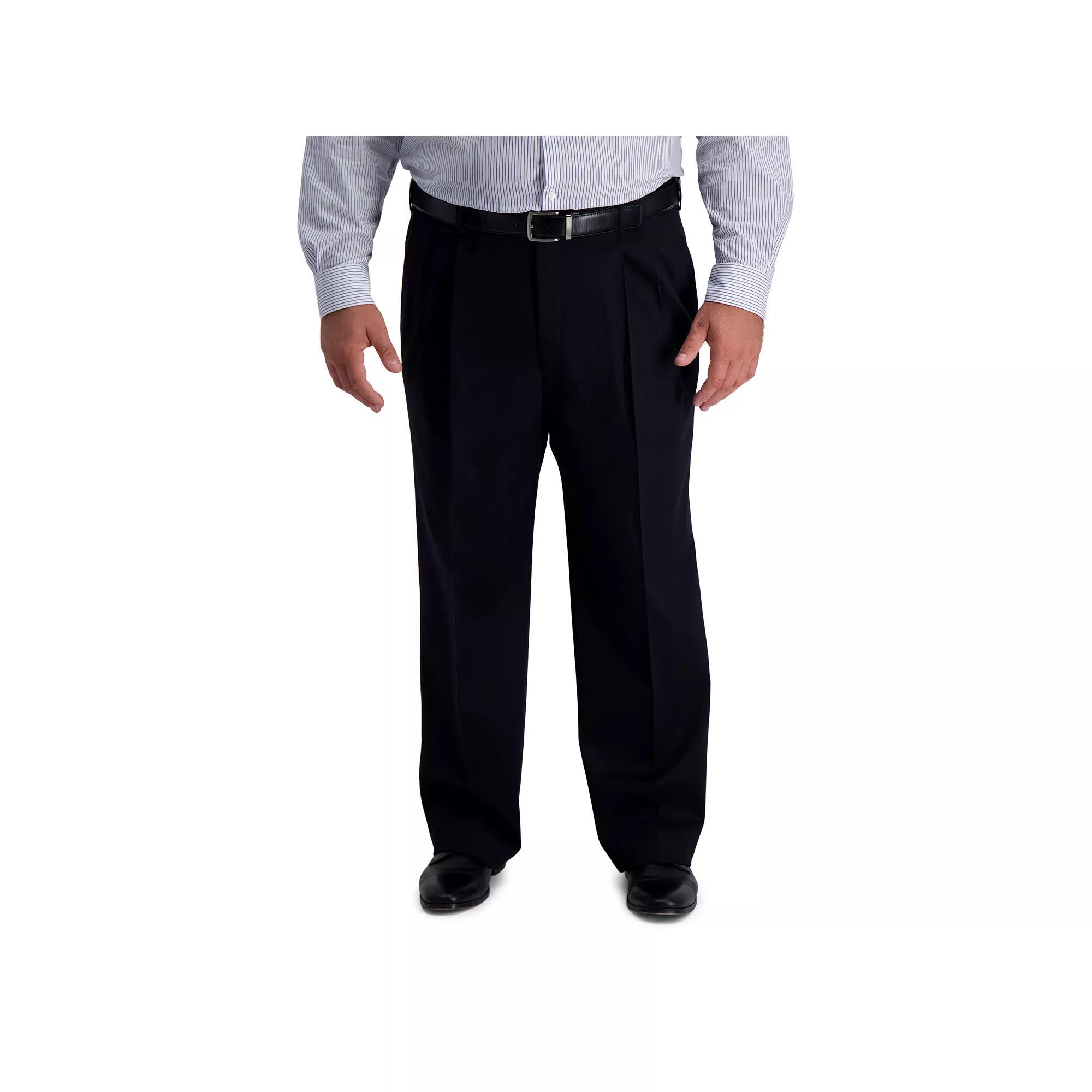 Big & Tall Haggar Iron-Free Premium Khaki Classic-Fit Pleat Pants, Mens Product Image